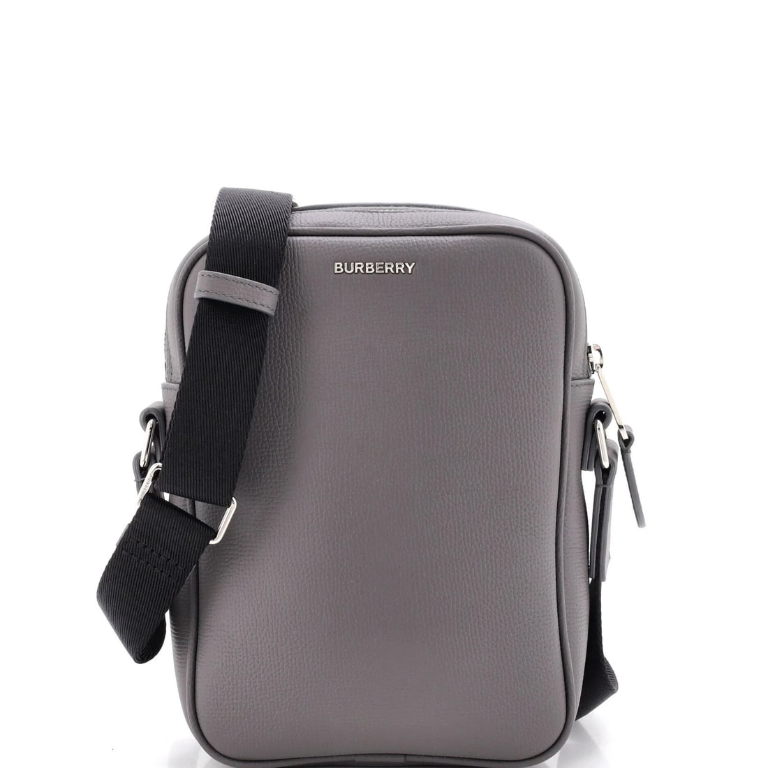 Paddy Bag Leather Burberry Vertical: Paddy Bag Leather Burberry Vertical Gray leather Burberry Paddy Bag with silver hardware, featuring a vertical design and minor creases on exterior and handles/straps. The interior has a blue fabric