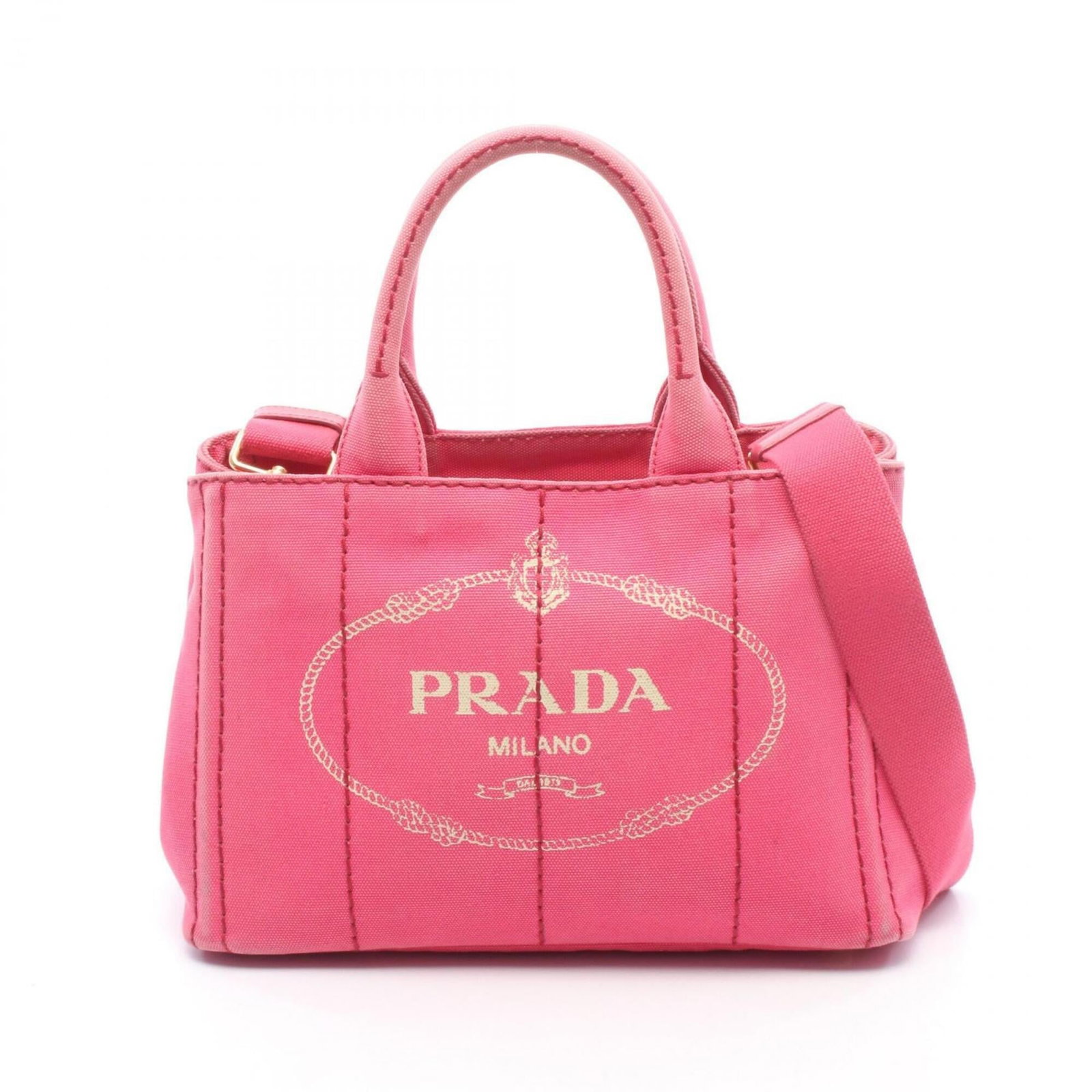 Handbag Tote Bag Canapa: Handbag Tote Bag Canapa Canapa is a high-quality material used in the construction of this Prada MPN BN2439 Handbag Tote Bag, adding a touch of sophistication to its design. The bag's signature pink