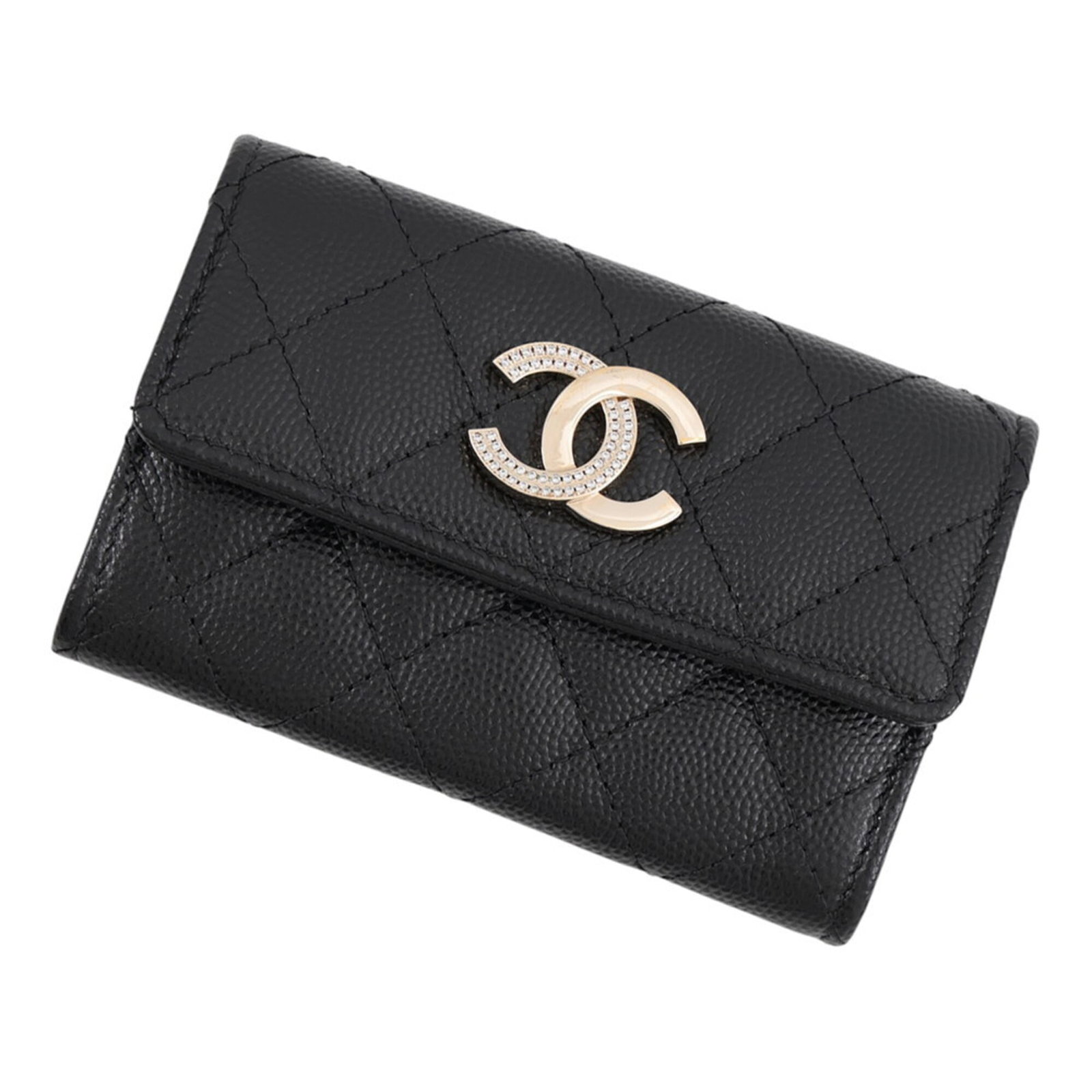 Calfskin Grained Chanel Business Card Case: Calfskin Grained Chanel Business Card Case Grained Calfskin Chanel Business Card Case - A sleek and sophisticated accessory, this black business card case is crafted from high-quality grained