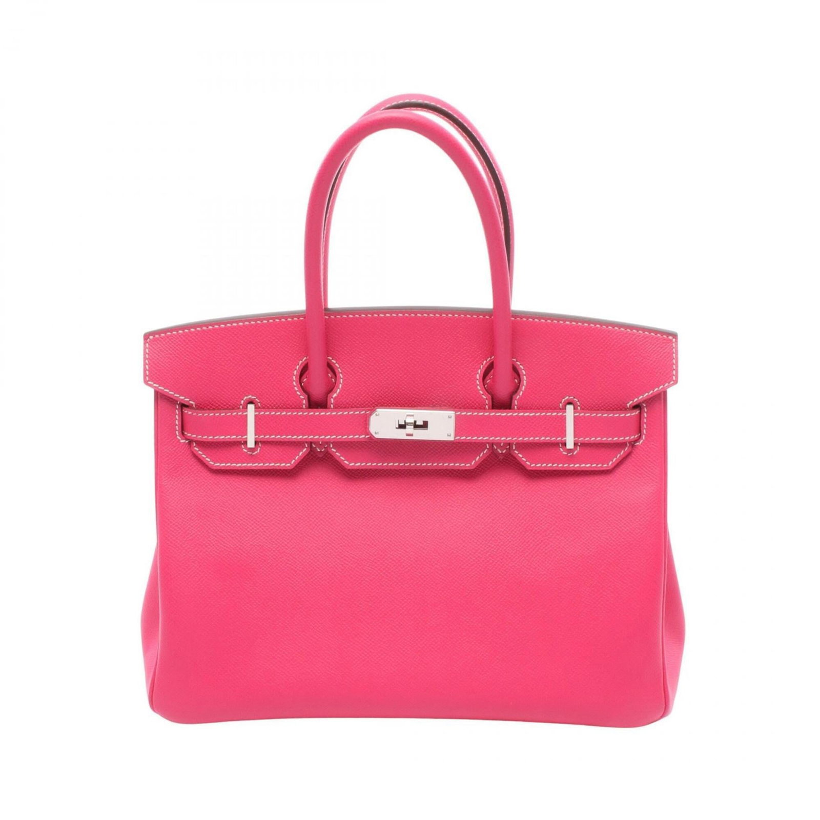 Handbag Epsom Leather by Hermes: Handbag Epsom Leather by Hermes Epsom leather handbags are known for their unique texture and softness. This pink Epsom leather handbag by Hermes features silver hardware, making it a stylish and