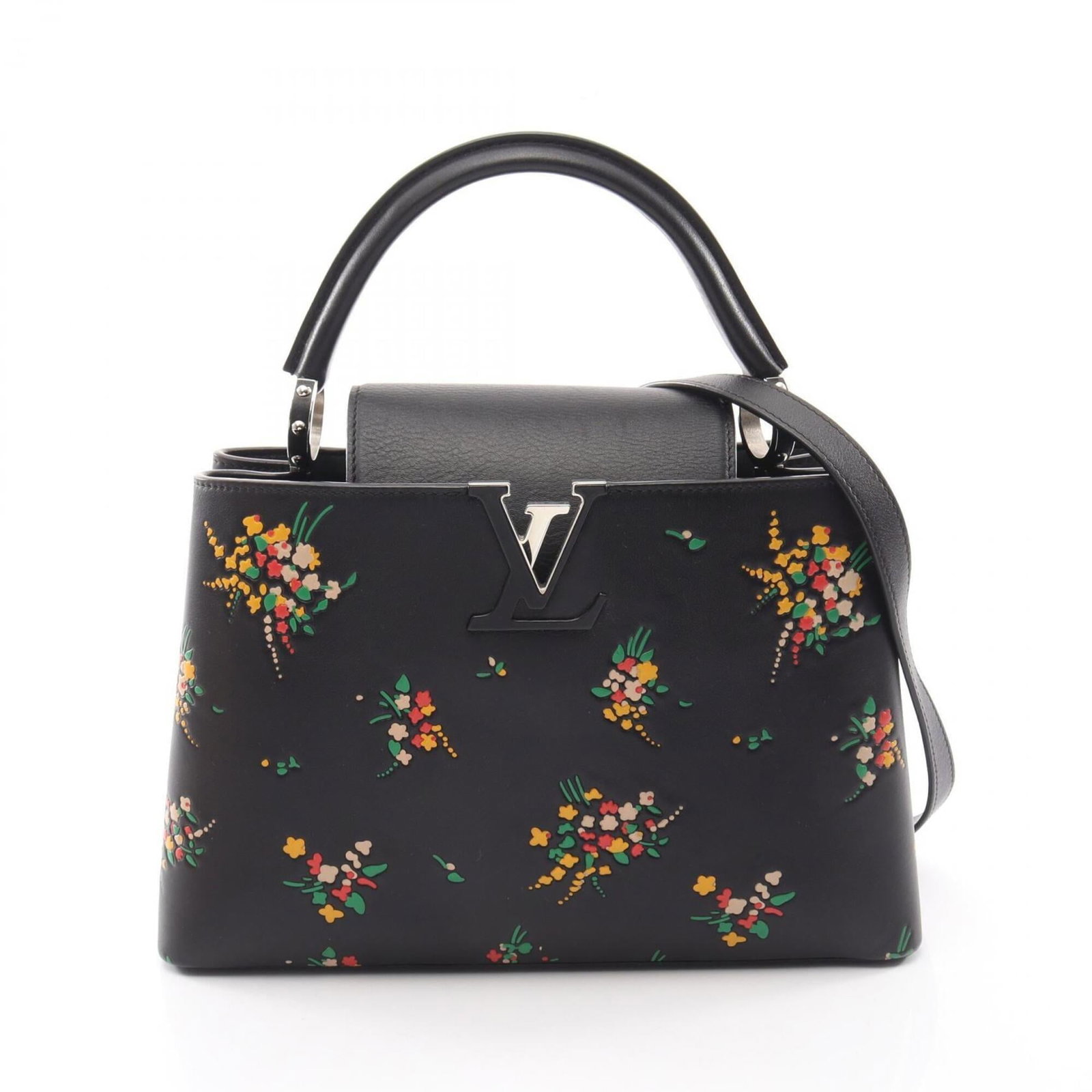 Handbag Leather Louis Vuitton: Handbag Leather Louis Vuitton Black, Multi-color Leather Louis Vuitton Handbag. 20cm x 31cm x 11cm in size, this handbag features a classic design with a mix of black and multi-color leather accents.