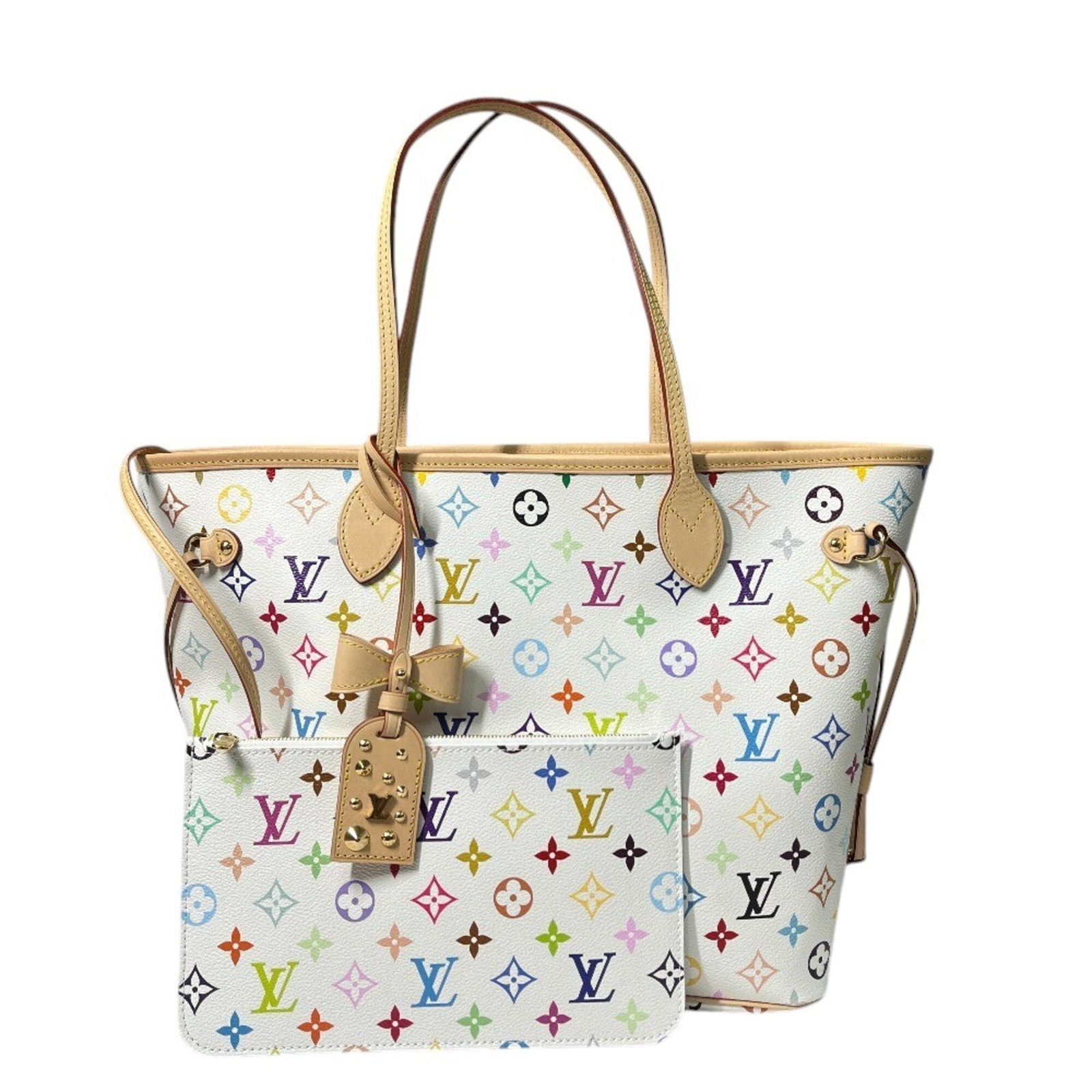 Handbag Pouch Louis Vuitton Multicolore Monogram Tote: Handbag Pouch Louis Vuitton Multicolore Monogram Tote The Louis Vuitton Multicolore Monogram Tote is a vibrant, multicolored handbag featuring the iconic LV monogram pattern. Made from high-quality ma