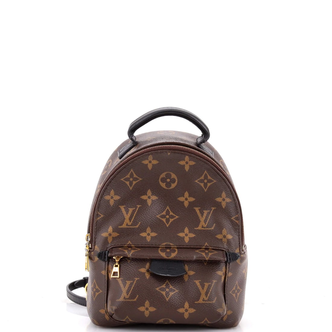 Vuitton Palm Springs Backpack Canvas Mini Monogram: Vuitton Palm Springs Backpack Canvas Mini Monogram Brown canvas coated exterior with a classic mini monogram pattern, this Louis Vuitton Palm Springs Backpack is a stylish and compact accessory.