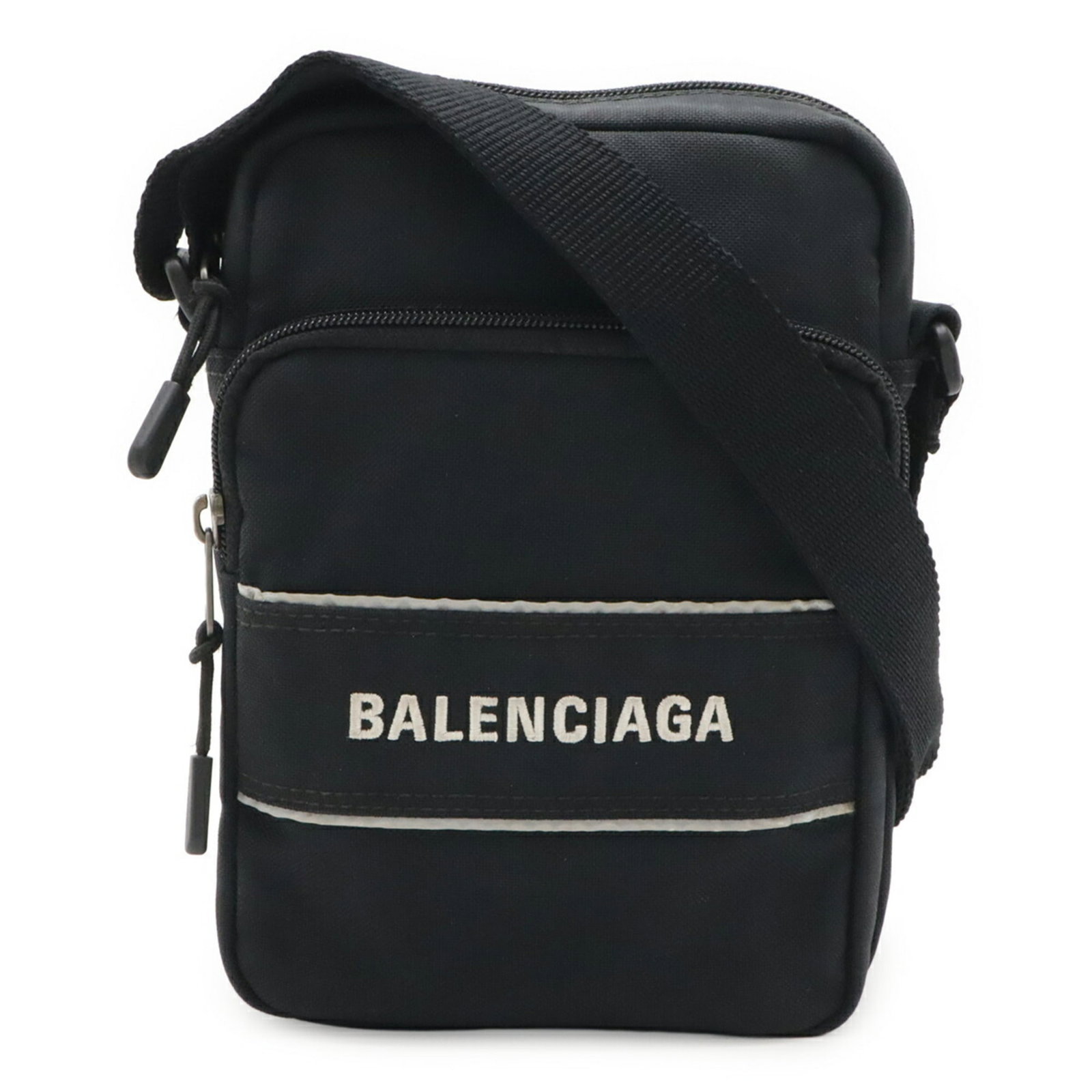 Nylon Canvas Pochette Shoulder Bag Handbag Balenciaga: Nylon Canvas Pochette Shoulder Bag Handbag Balenciaga Nylon canvas Balenciaga pochette shoulder bag in black and white, featuring a sleek and modern design. Made from durable nylon canvas, this