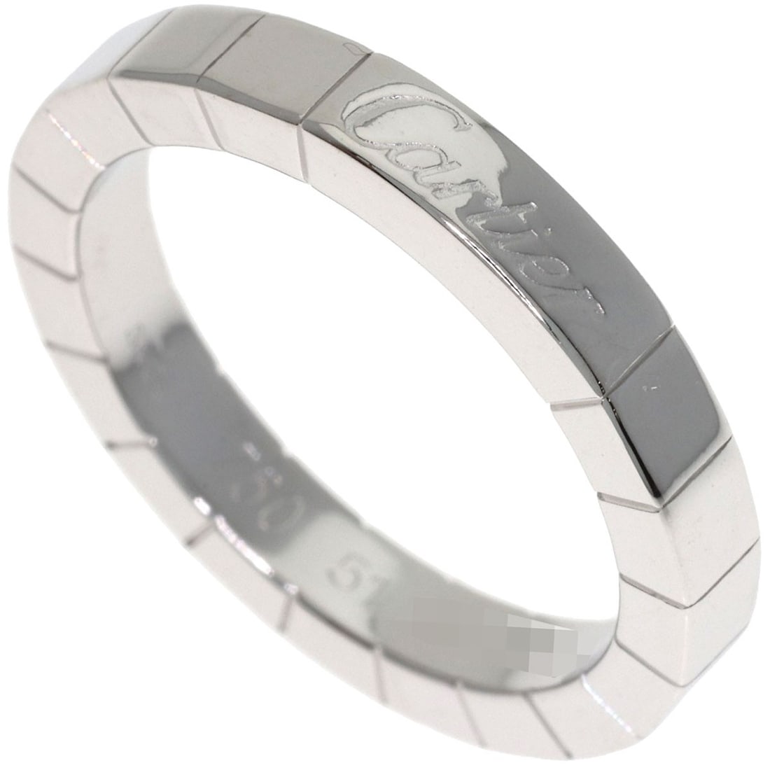 White Gold Laniere Ring K18 Cartier #51: White Gold Laniere Ring K18 Cartier #51 K18 Cartier #51 White Gold Laniere Ring is a stunning piece featuring a silver metal exterior and a purity of K18. This elegant ring boasts a unique design
