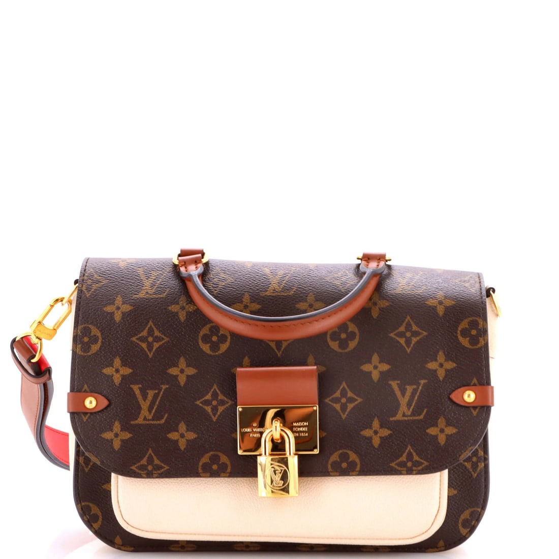 Handbag Monogram Canvas Vuitton Leather Louis Vaugirard: Handbag Monogram Canvas Vuitton Leather Louis Vaugirard Canvas Coated Leather Louis Vuitton Vaugirard Handbag with Neutral Exterior and Gold Hardware. This top handle handbag features a neutral