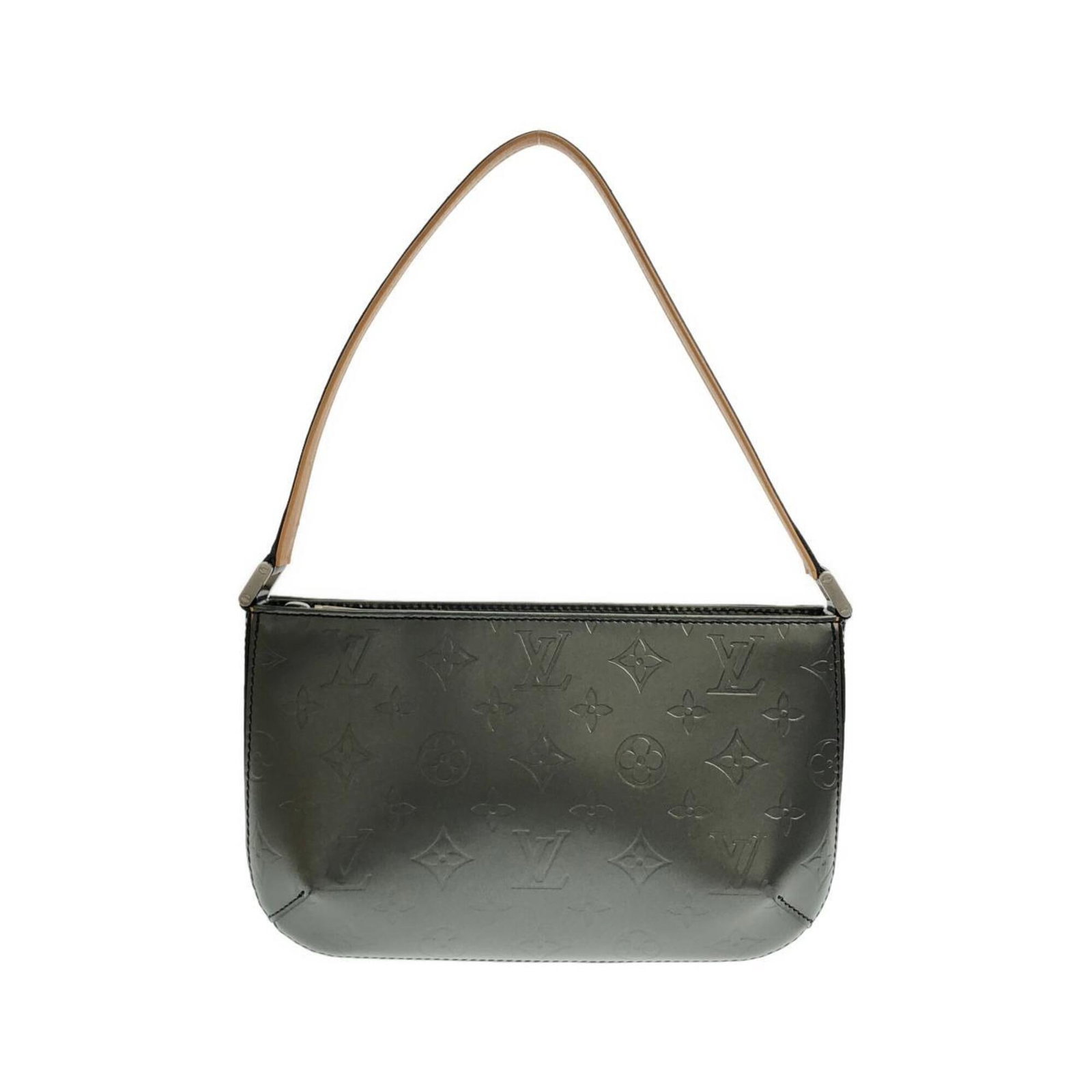 Shoulder Bag by Louis Vuitton: Shoulder Bag by Louis Vuitton Black Monogram Mat Shoulder Bag by Louis Vuitton, 15.5cm x 24cm x 3.5cm, features a classic design with a matte silver finish and signature monogram pattern. This