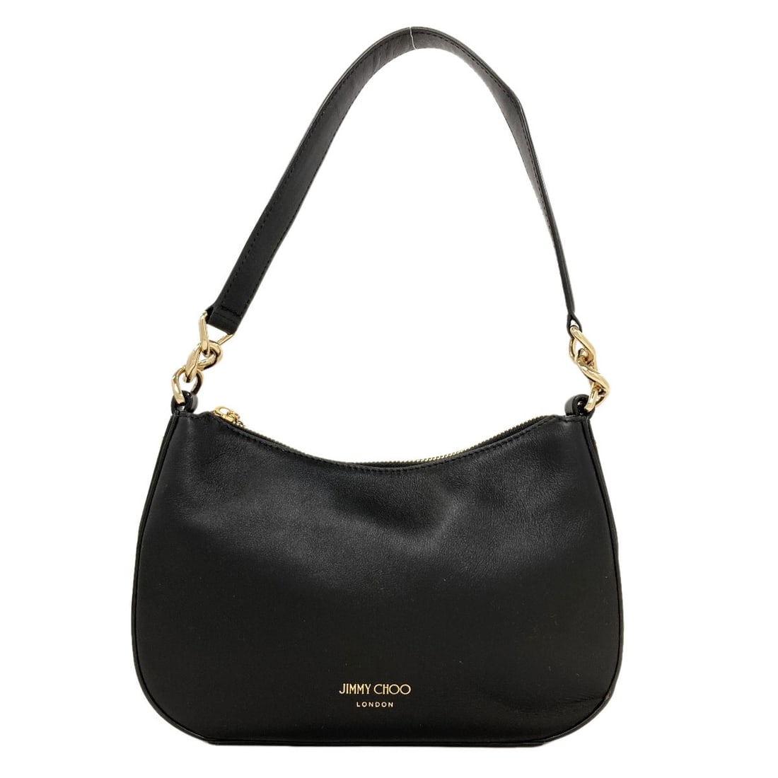 Jimmy Choo One Belt Shoulder Bag Leather: Jimmy Choo One Belt Shoulder Bag Leather Black leather shoulder bag from Jimmy Choo, featuring a classic design with a single belt strap. Made from high-quality leather, this bag exudes timeless