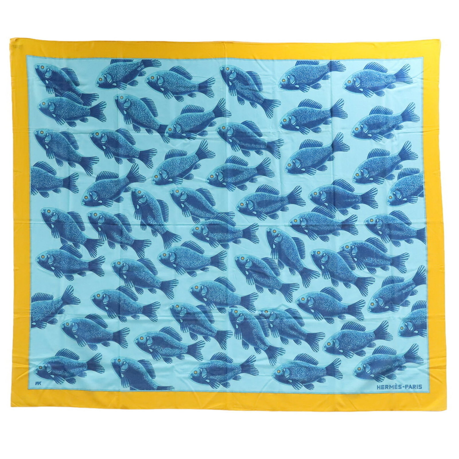 Hermes stole cotton: Hermes stole cotton Blue and yellow cotton stole from the renowned French fashion house Hermes, measuring 1.46m x 1.7m. This 100% cotton stole boasts a vibrant color palette and a generous size,