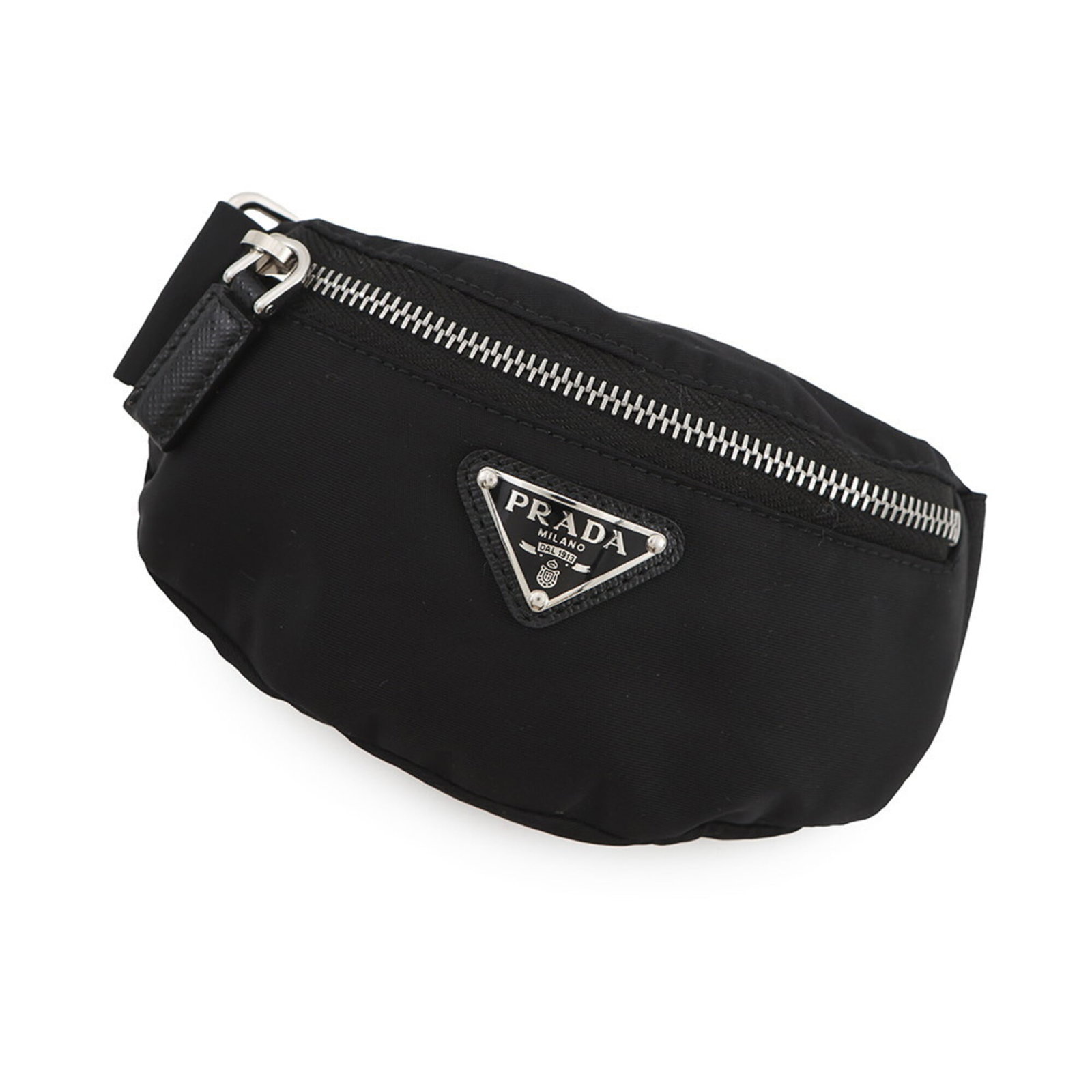 Pouch Nylon Handbag Prada: Pouch Nylon Handbag Prada Prada's Pouch Nylon Handbag boasts sleek, modern design with a compact 2.75'' x 5.31'' x 1.57'' size, perfect for everyday carry. Made from high-quality nylon, this black han