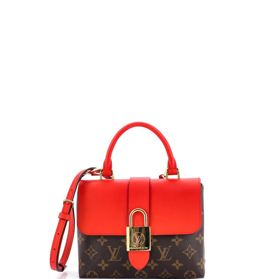 Handbag Canvas Leather Monogram Locky Louis Vuitton: Handbag Canvas Leather Monogram Locky Louis Vuitton Red Louis Vuitton Locky Handbag with Leather and Canvas Coated Exterior, featuring a classic top handle design and bold monogram pattern. The bag's 