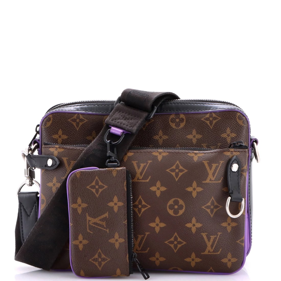 Louis Vuitton Trio Messenger Bag Macassar Monogram Canvas: Louis Vuitton Trio Messenger Bag Macassar Monogram Canvas Purple Louis Vuitton Trio Messenger Bag with Macassar Monogram Canvas exterior, featuring a cross body design and extra pochette with strap. T