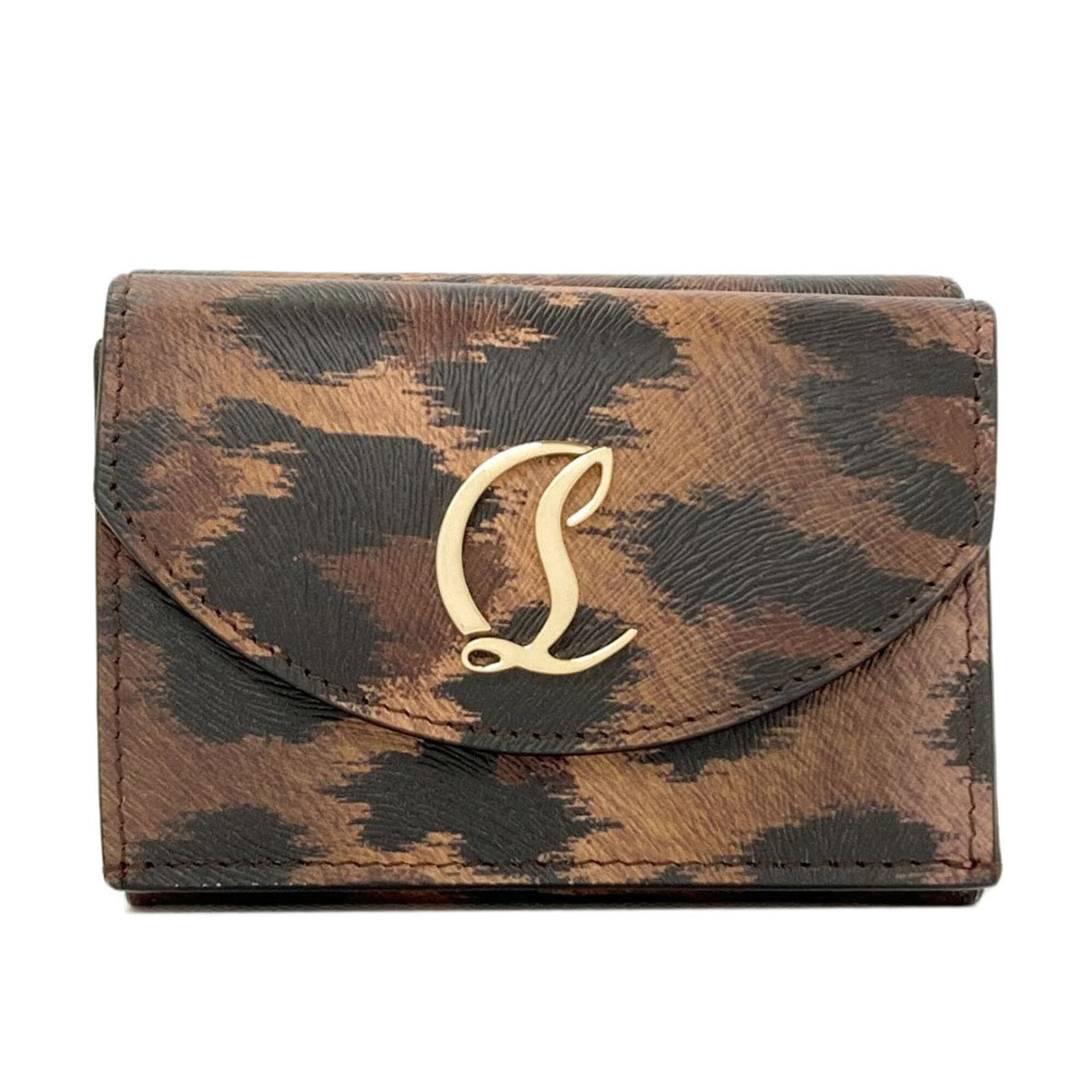 Christian Louboutin Wallet (Tri-Fold) Leather: Christian Louboutin Wallet (Tri-Fold) Leather Christian Louboutin's tri-fold leather wallet is a sleek and sophisticated accessory, boasting a classic design and premium leather construction. The wall