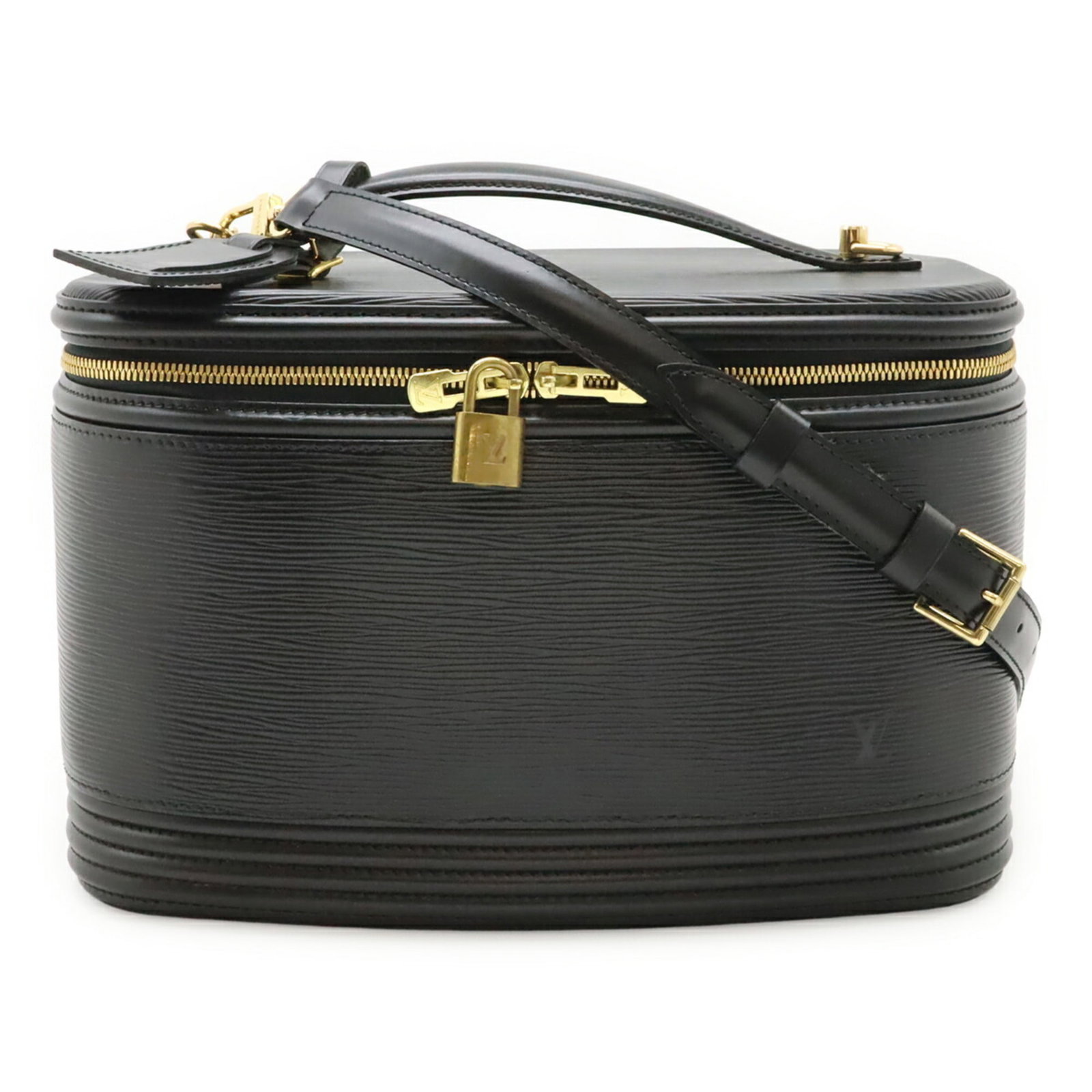 Vanity Handbag Epi Leather Shoulder Louis Vuitton: Vanity Handbag Epi Leather Shoulder Louis Vuitton Vanity Handbag Epi Leather Shoulder Louis Vuitton features a Noir Epi leather exterior, measuring 19.5cm x 30.5cm x 20cm, with a distinctive shoulder 