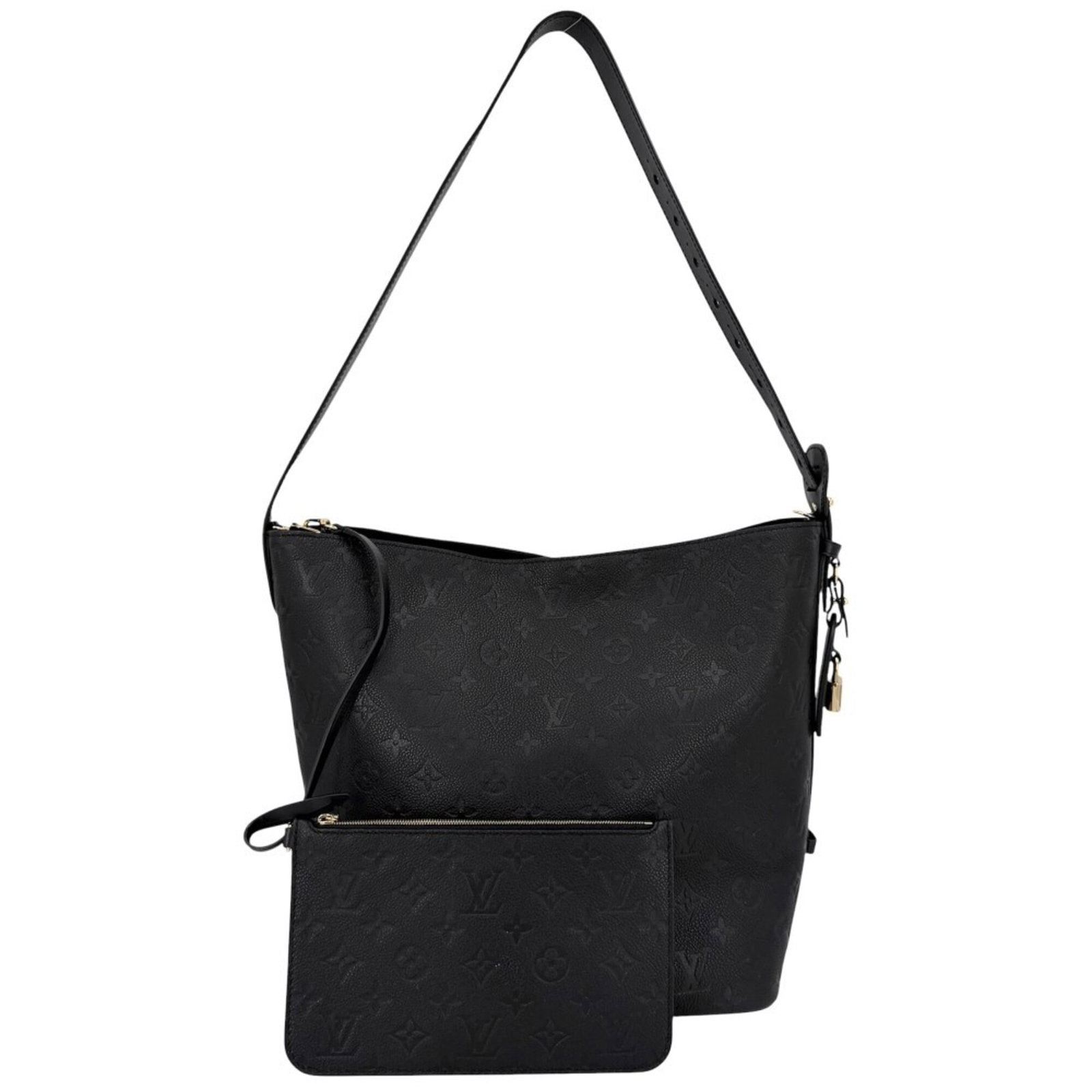Shoulder Bag Monogram Empreinte Louis Vuitton: Shoulder Bag Monogram Empreinte Louis Vuitton Monogram Empreinte Louis Vuitton shoulder bag in black, featuring the iconic Empreinte pattern, is a stylish and sophisticated accessory. Measuring 31cm x