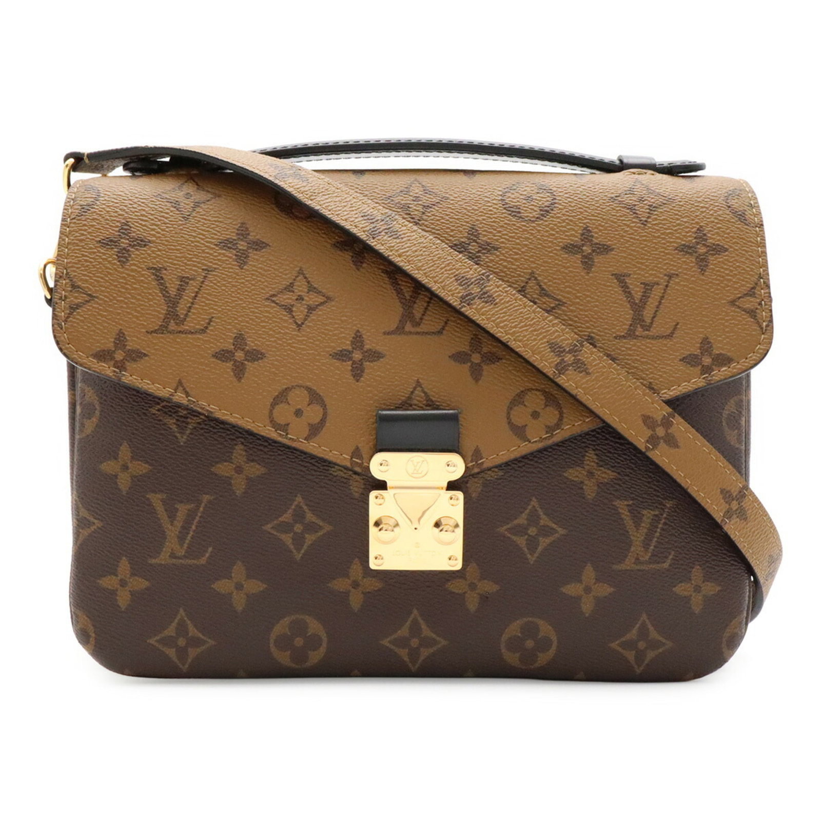 Louis Vuitton Monogram Reverse Handbag Bag Shoulder: Louis Vuitton Monogram Reverse Handbag Bag Shoulder Dark brown and light brown hues blend together in a striking Monogram Reverse design on this Louis Vuitton shoulder bag. The bag's sleek shape and
