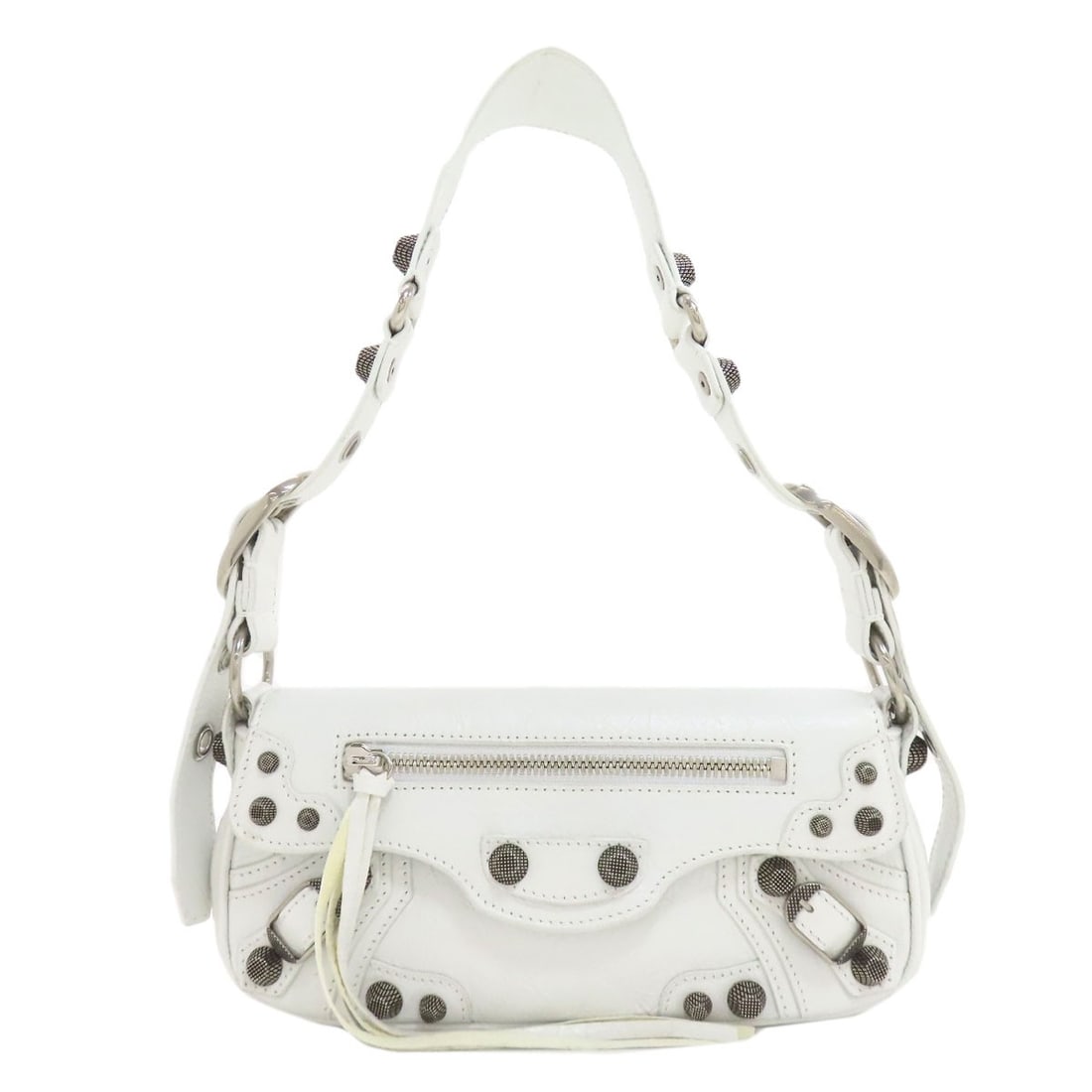 Bag Calf Sling Shoulder Bag Le Cagol 771670 Balenciaga: Bag Calf Sling Shoulder Bag Le Cagol 771670 Balenciaga White calf leather shoulder bag from Balenciaga, featuring a sleek and modern design. The bag's exterior is made from high-quality calf leather,