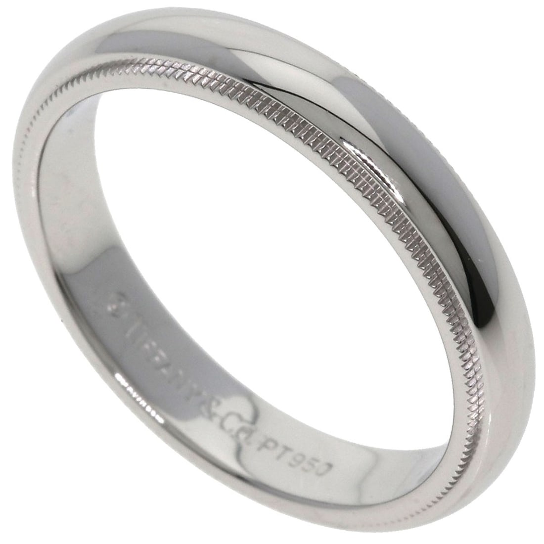 Tiffany&Co. Milgrain Ring Platinum Pt950: Tiffany&Co. Milgrain Ring Platinum Pt950 Platinum Pt950 Tiffany&Co. Milgrain Ring in Silver, featuring a signature, is a stunning piece of jewelry. Made from high-quality platinum, this ring boasts
