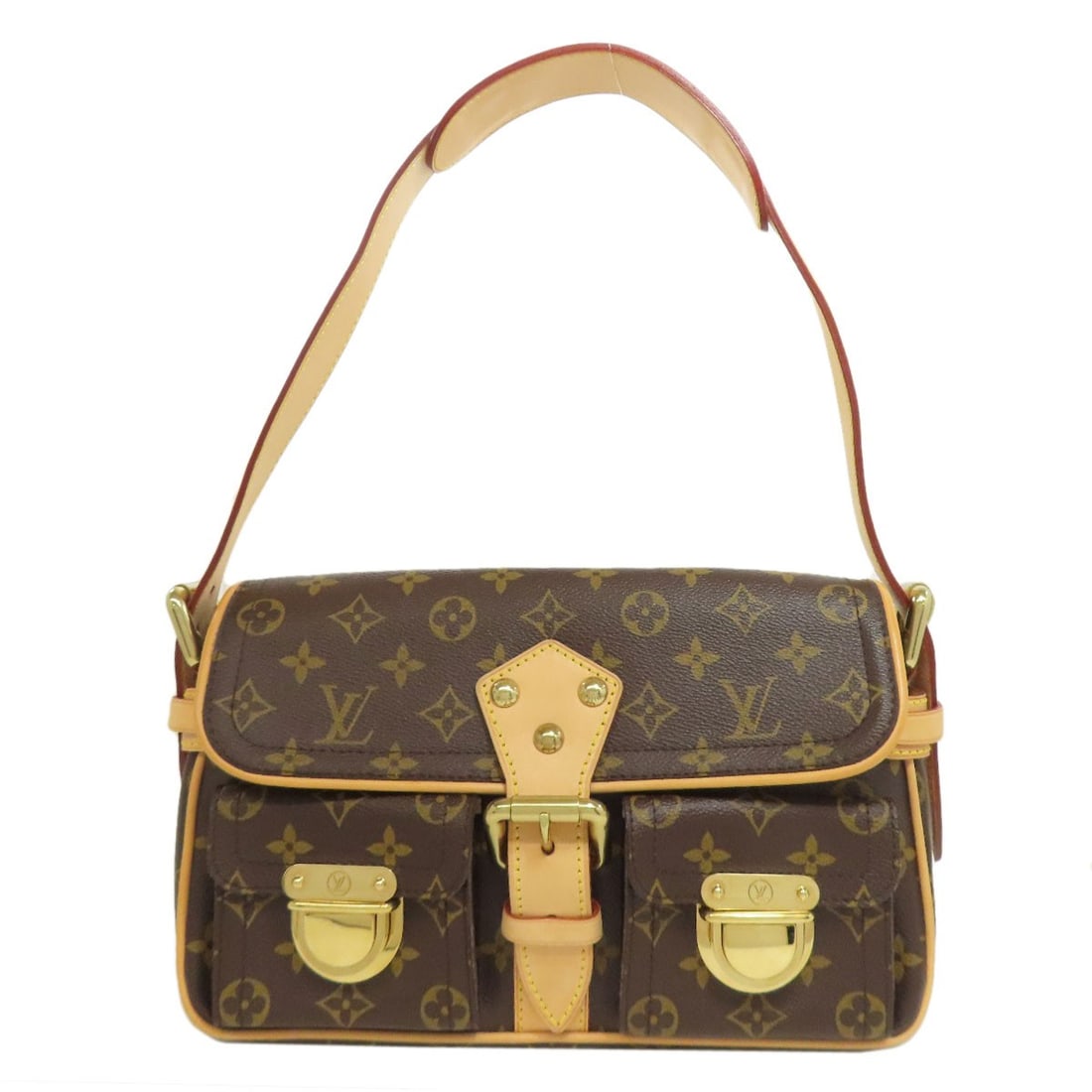 Monogram Canvas Hudson Handbag M40027 Louis Vuitton: Monogram Canvas Hudson Handbag M40027 Louis Vuitton Monogram canvas exterior and classic design make this LOUIS VUITTON handbag a timeless choice. The brown color and high-quality material ensure a du
