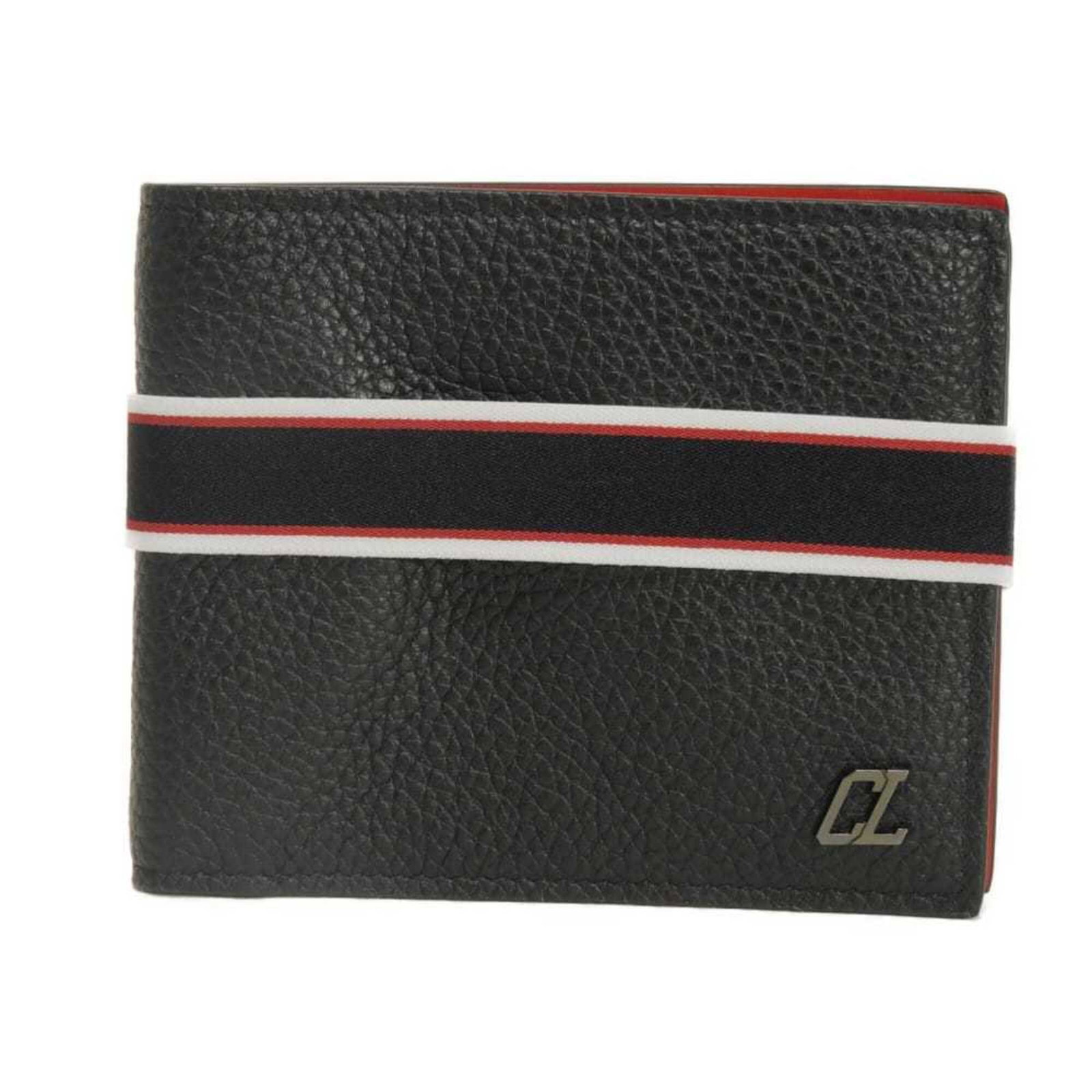 Leather Bi-Fold Wallet Christian Louboutin: Leather Bi-Fold Wallet Christian Louboutin Black Calfskin Leather Bi-Fold Wallet from Christian Louboutin, featuring a classic design with a flap closure. Made from high-quality leather, this wallet