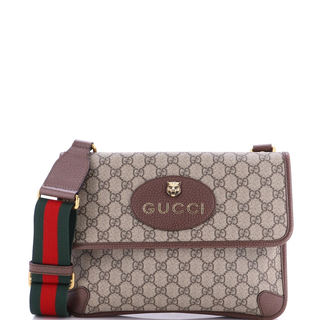 Gucci Neo Vintage Flap Messenger Coated Canvas GG Medium: Gucci Neo Vintage Flap Messenger Coated Canvas GG Medium Brown Gucci Neo Vintage Flap Messenger Coated Canvas GG Medium Bag, Excellent Condition. This medium-sized cross body bag features a coated