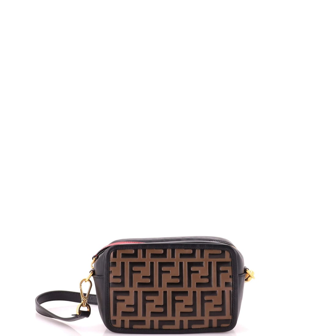 Camera bag Fendi Small Zucca Embossed Leather: Camera bag Fendi Small Zucca Embossed Leather Small Fendi Camera Bag in Black and Brown Zucca Embossed Leather. This stylish cross body bag features a rich, embossed leather exterior and a spacious