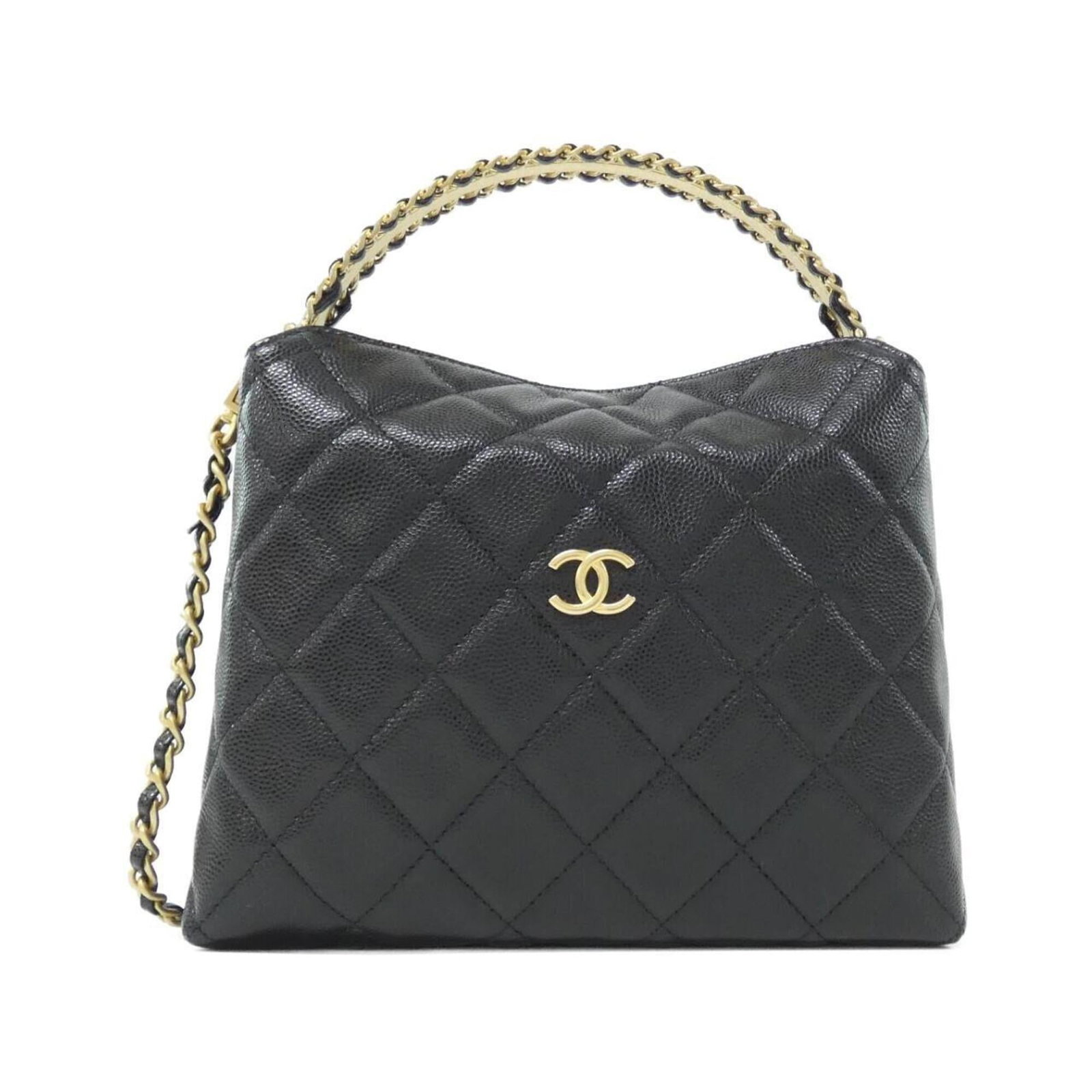 Calfskin Grained Shoulder Bag Handbag: Calfskin Grained Shoulder Bag Handbag Calfskin Grained Shoulder Bag Handbag in Black. This Chanel MPN AP4066 shoulder bag features a classic design with a grained calfskin material, measuring 15cm x