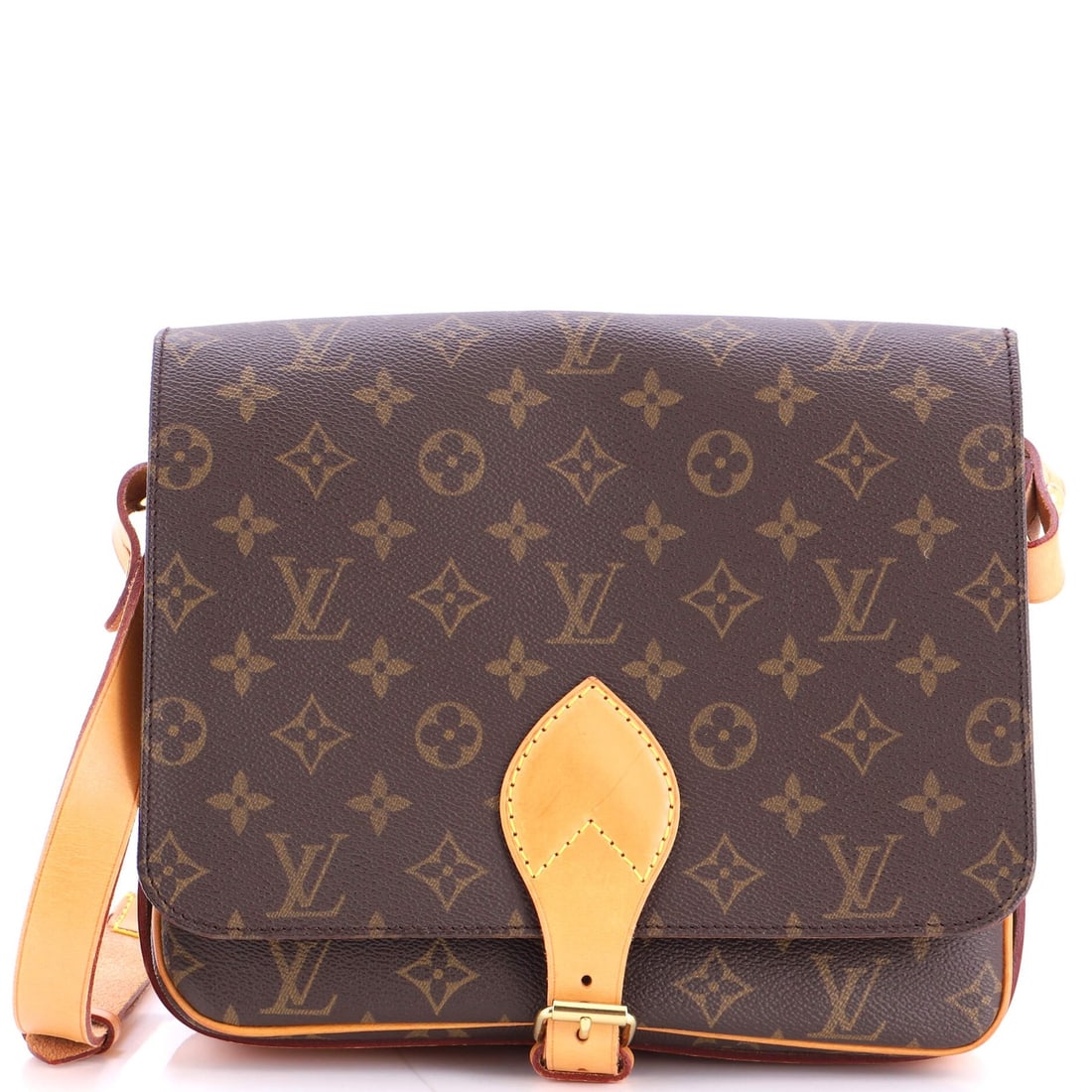 Louis Vuitton Cartouchiere Handbag Canvas Monogram GM: Louis Vuitton Cartouchiere Handbag Canvas Monogram GM Canvas Monogram GM Cartouchiere Handbag in Brown. This Louis Vuitton Cross Body Bag features a classic design with a brown canvas exterior and