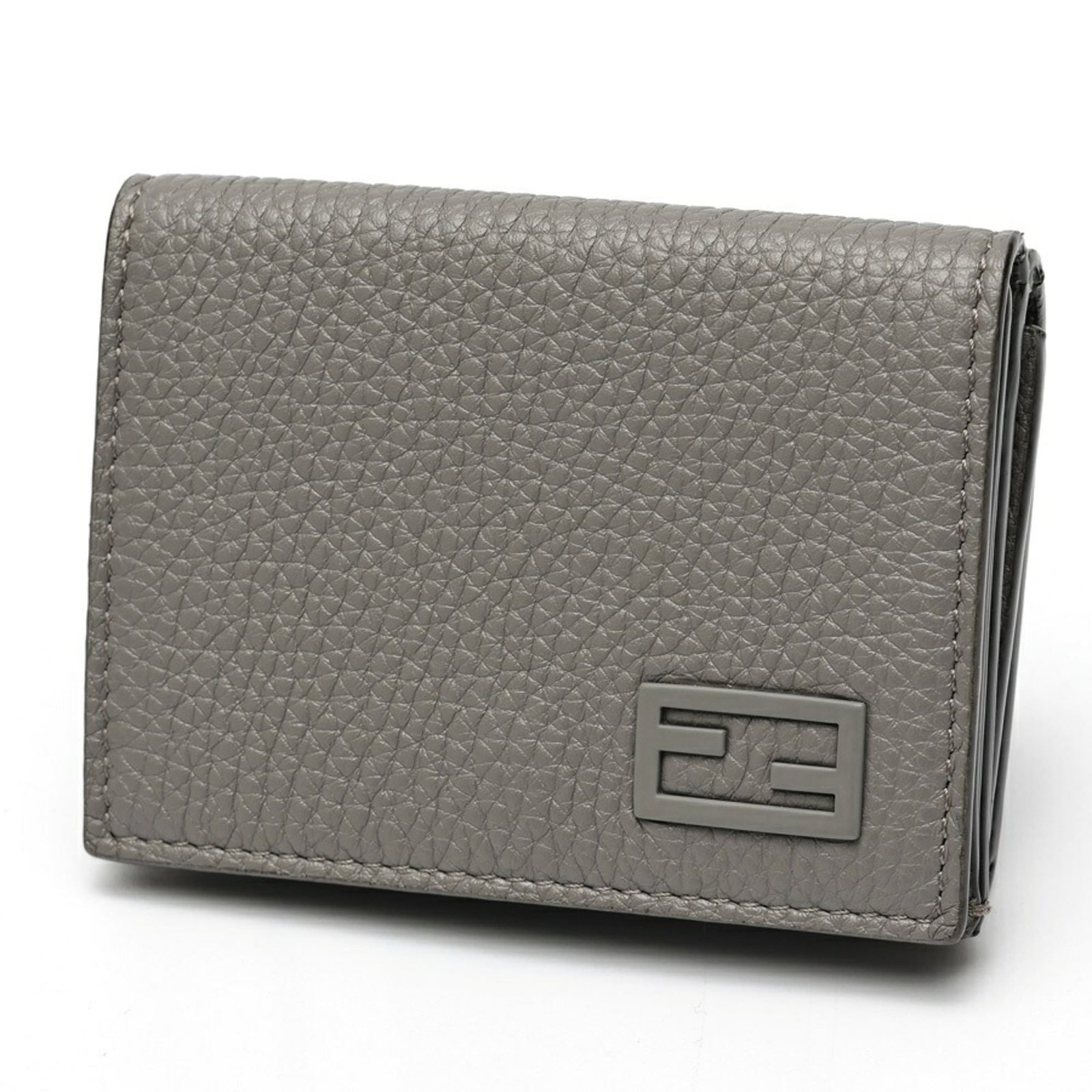Fendi Wallet (Tri-Fold) Leather: Fendi Wallet (Tri-Fold) Leather Gray Fendi tri-fold leather wallet comes with a box and dust bag, measuring 7cm x 9.5cm x 2cm. Made from high-quality leather, this wallet features a classic design.