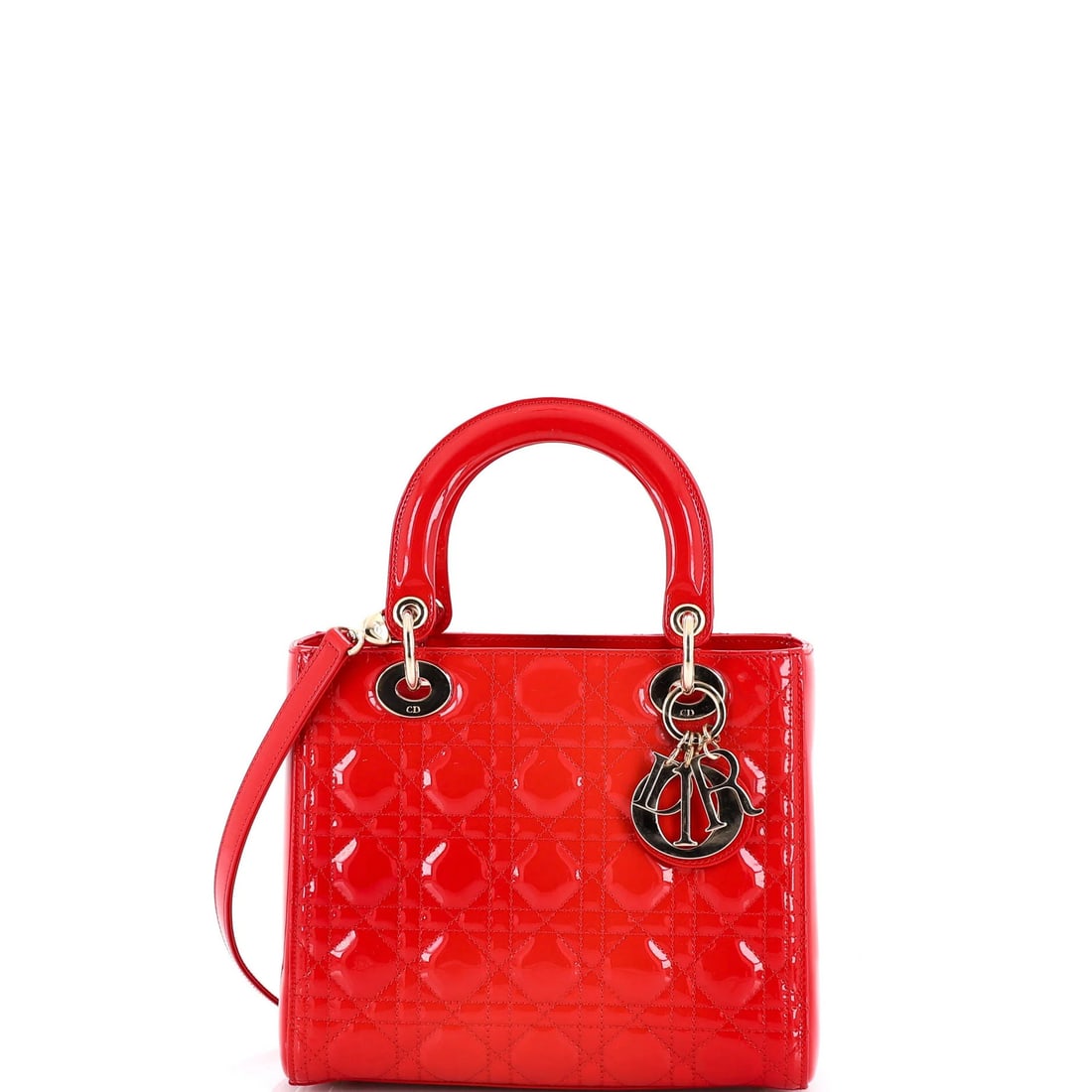 Lady Dior Bag Cannage Medium Patent Quilt Christian: Lady Dior Bag Cannage Medium Patent Quilt Christian The Lady Dior Bag Cannage Medium Patent Quilt Christian is a stunning medium-sized bag with a striking red patent leather exterior. This top-handle
