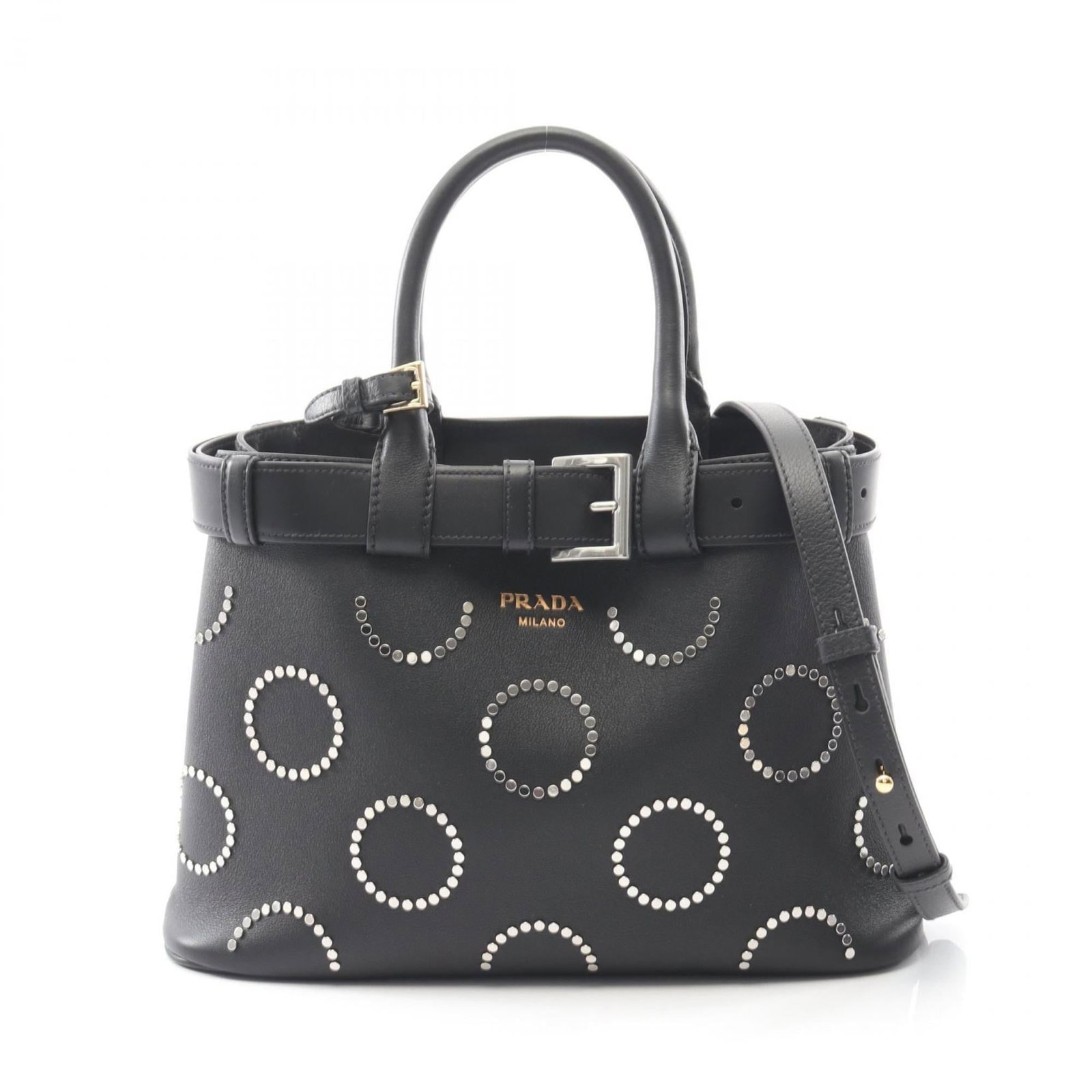 Leather Prada Tote Bag: Leather Prada Tote Bag Black leather Prada tote bag with poignee and shoulder strap, measuring 22cm x 31cm x 12cm. This stylish tote features a classic design with a premium leather finish, perfect fo