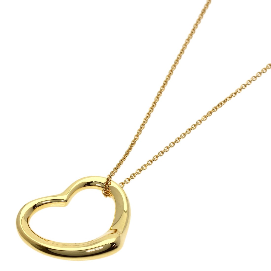 Yellow Gold Necklace Tiffany&Co Open Heart K18: Yellow Gold Necklace Tiffany&Co Open Heart K18 Yellow Gold Necklace Tiffany&Co Open Heart K18 is a stunning piece featuring K18 yellow gold material and an open exterior design. Measuring 15.7 inches