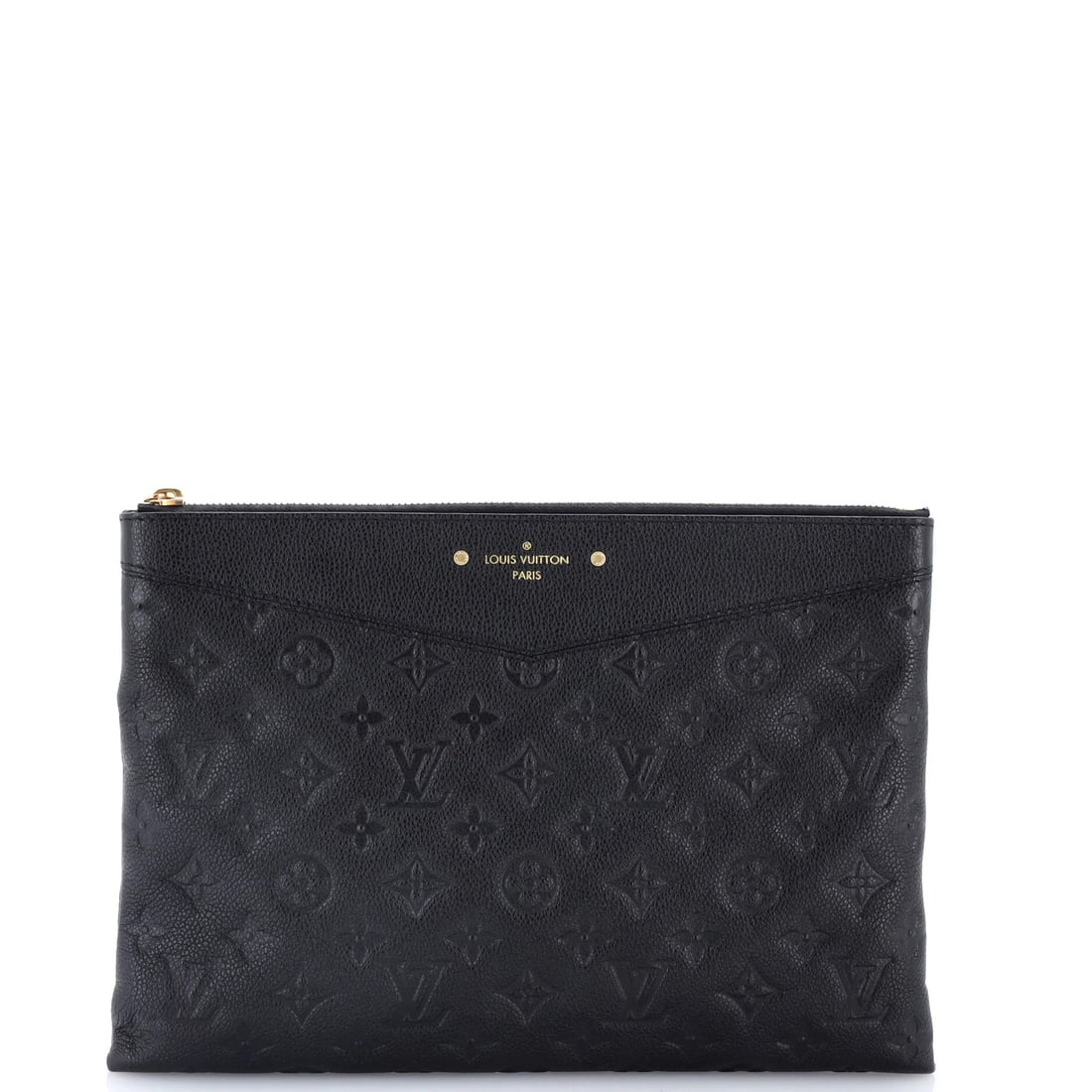 Louis Vuitton Monogram Empreinte Leather Daily: Louis Vuitton Monogram Empreinte Leather Daily Black Monogram Empreinte Leather Daily Pouch with Gold Hardware. This Louis Vuitton Daily Pouch boasts a sleek black exterior with the iconic Monogram