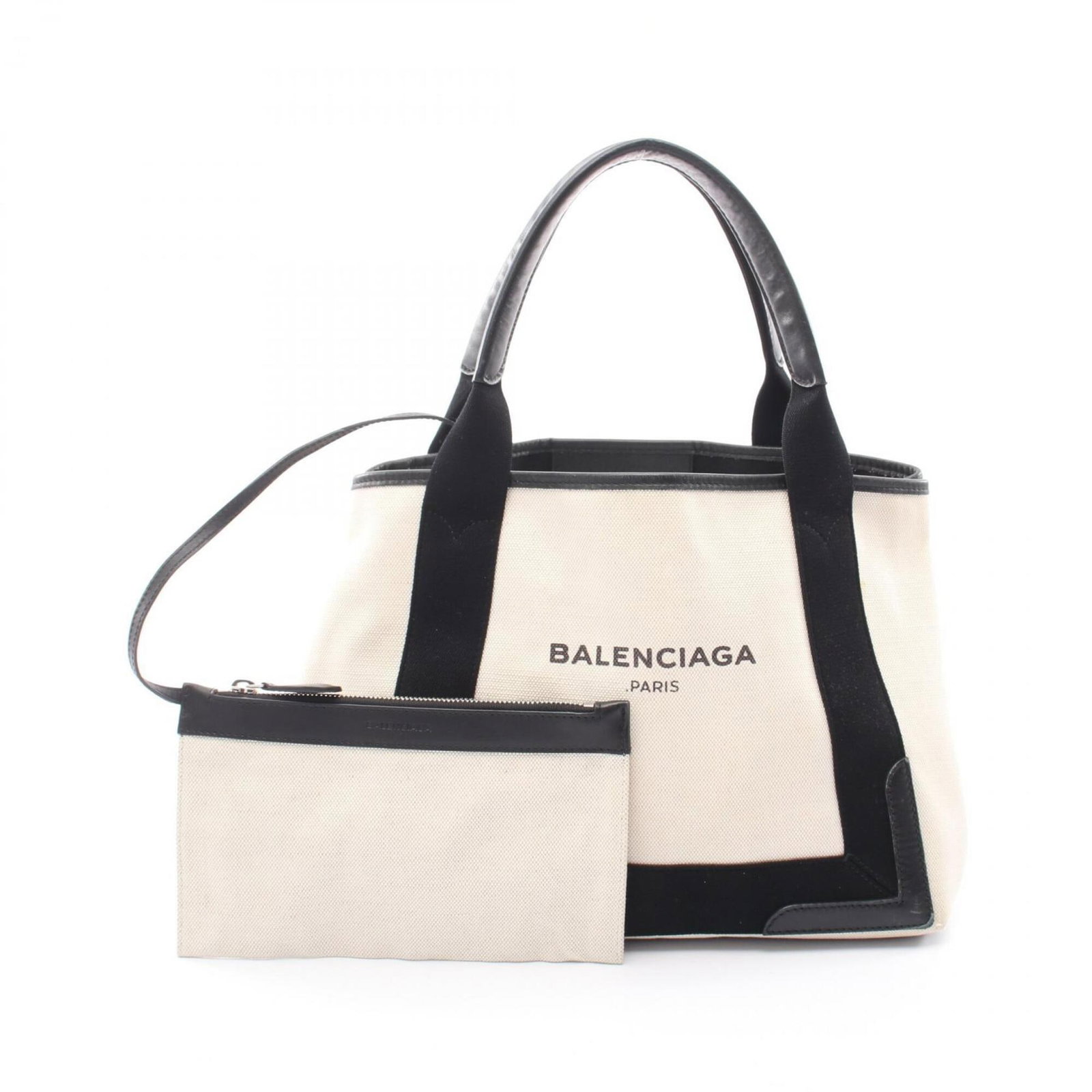 Canvas Leather Handbag Pouch Tote Bag: Canvas Leather Handbag Pouch Tote Bag Canvas Leather Handbag Pouch Tote Bag in Black and Ivory. This stylish tote bag features a unique combination of canvas and leather materials, with a sleek black