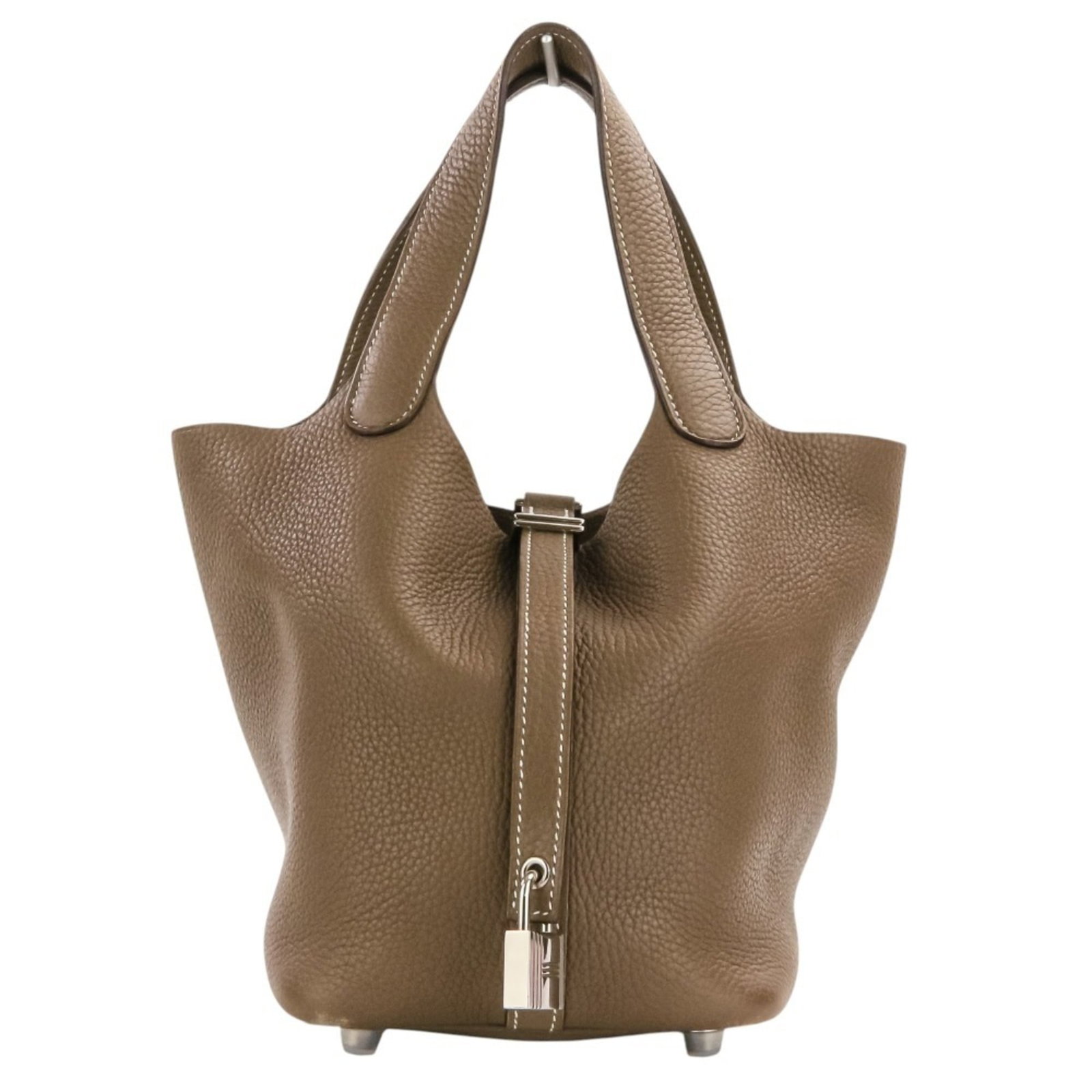 Clemence Tote Bag Hermes Leather Taurillon: Clemence Tote Bag Hermes Leather Taurillon Clemence Tote Bag in Etoupe Gray features Taurillon clemence leather, a signature material from Hermes, with a classic design that exudes timeless elegance.