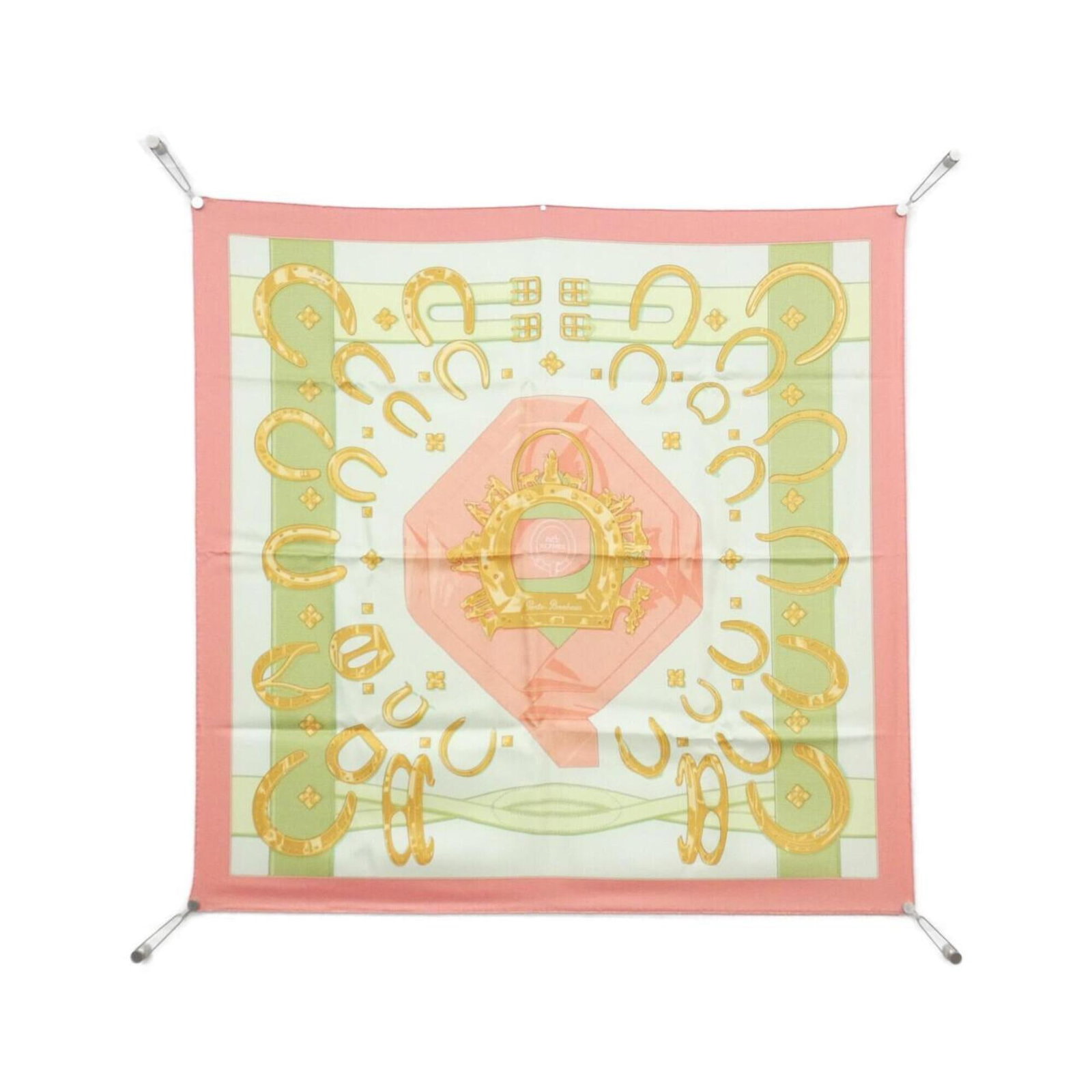 Silk Hermes Scarf: Silk Hermes Scarf Silk from renowned French fashion house Hermes, this 90cm x 90cm pink silk scarf is a statement piece. Made from high-quality silk, it boasts a classic design that exudes elegance