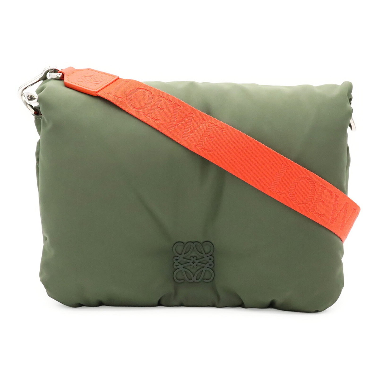 Loewe Messenger Bag Shoulder Bag Nylon: Loewe Messenger Bag Shoulder Bag Nylon The Loewe Messenger Bag Shoulder Bag Nylon is a versatile and stylish accessory, available in three vibrant colors: Green, Khaki, and Orange. Made from durable