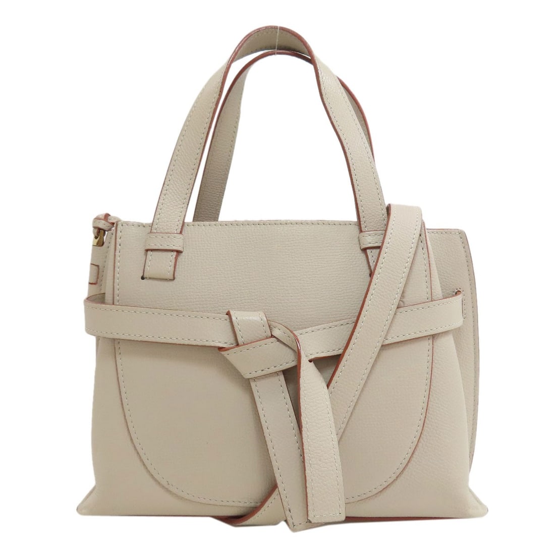 Calf Handbag Mini Gate Loewe Top: Calf Handbag Mini Gate Loewe Top White calf handbag with detachable strap from LOEWE, featuring a classic style and premium exterior material. This mini handbag is a stylish and versatile accessory.