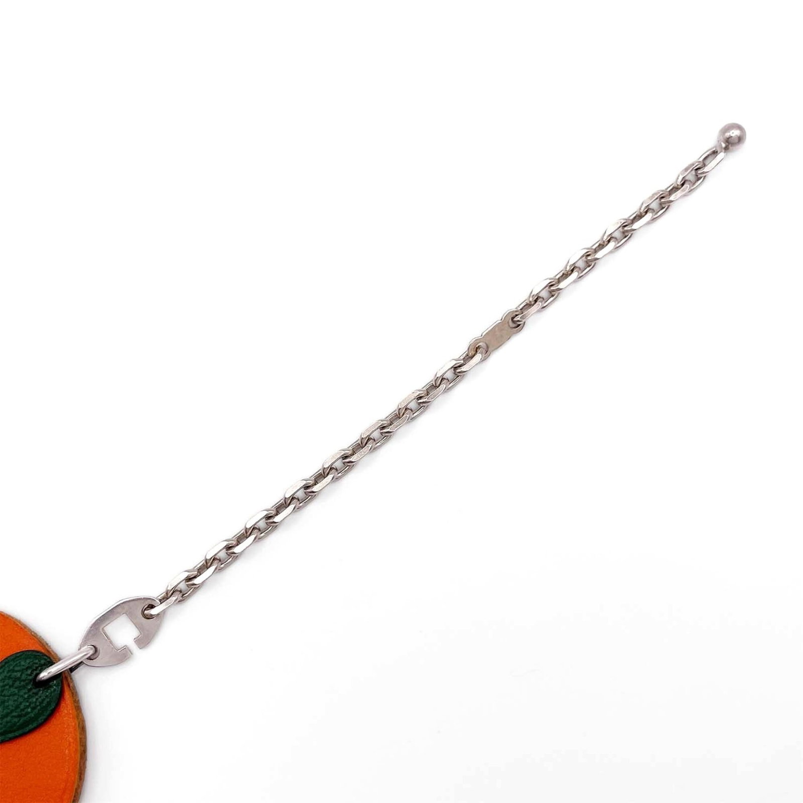 Silver Hermes Leather Keyring 925 - 6