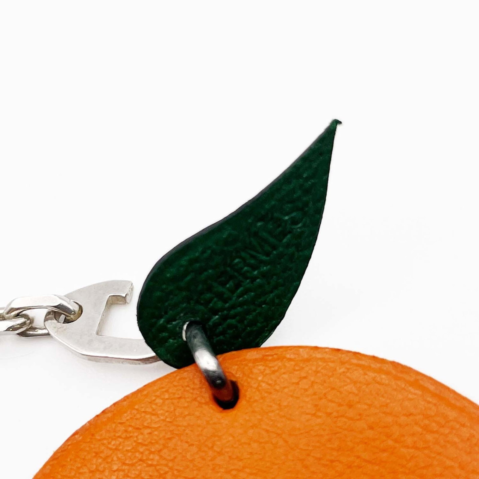 Silver Hermes Leather Keyring 925 - 8