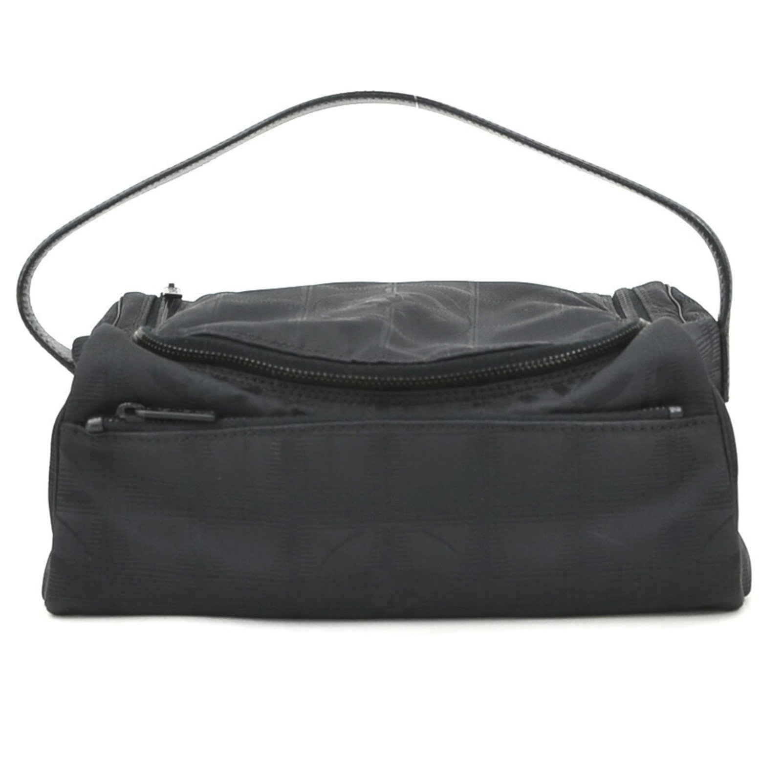 Handbag Chanel Vanity Nylon Jacquard Bag: Handbag Chanel Vanity Nylon Jacquard Bag Black Chanel Vanity Nylon Jacquard Bag, 9cm x 22.5cm x 14cm, with Guarantee card. This Chanel handbag features a unique nylon jacquard design and is made from