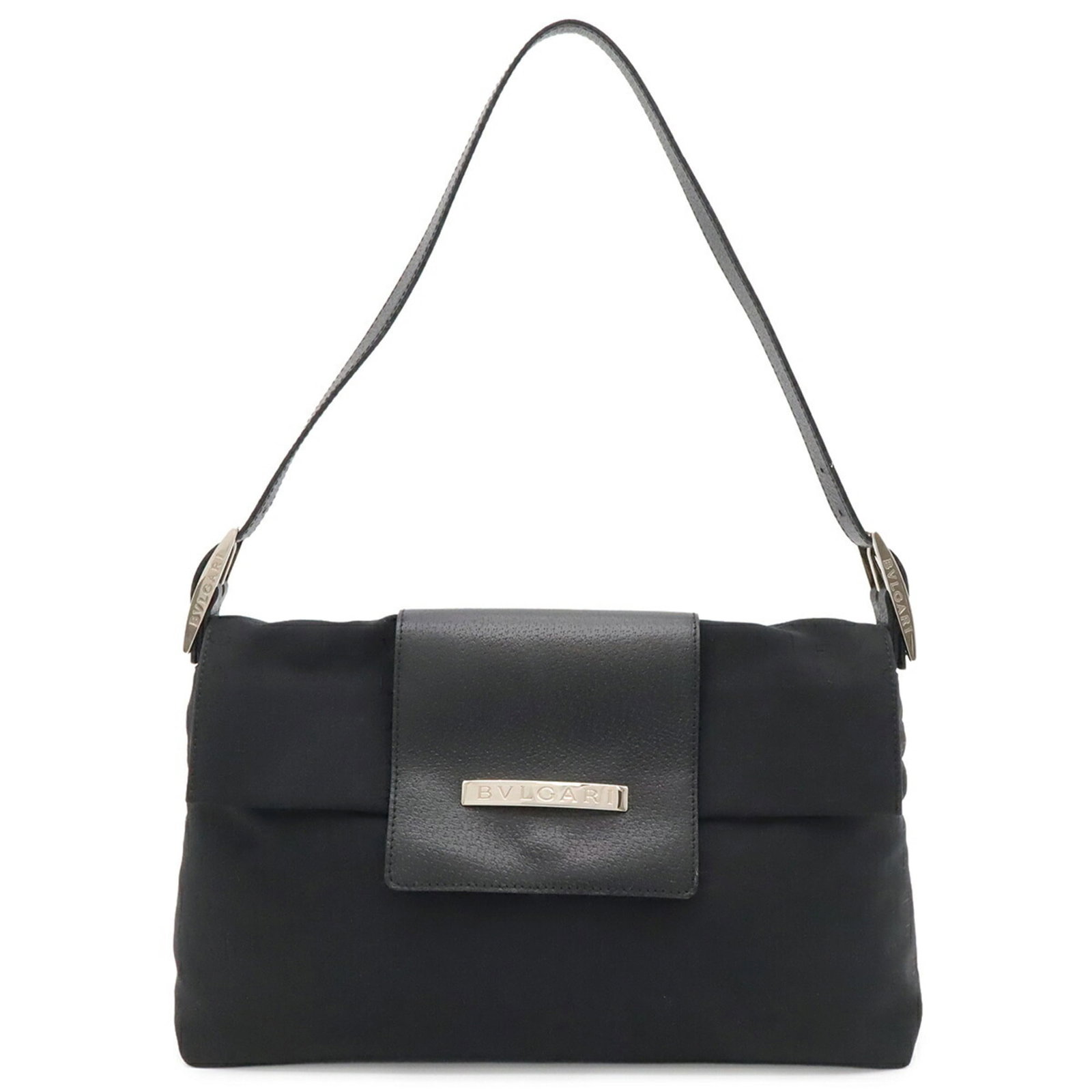 Canvas Leather Bag Shoulder Bvlgari: Canvas Leather Bag Shoulder Bvlgari Canvas Leather Bvlgari Shoulder Bag - A stylish and spacious shoulder bag made from high-quality canvas and leather, featuring a sleek black design and adjustable