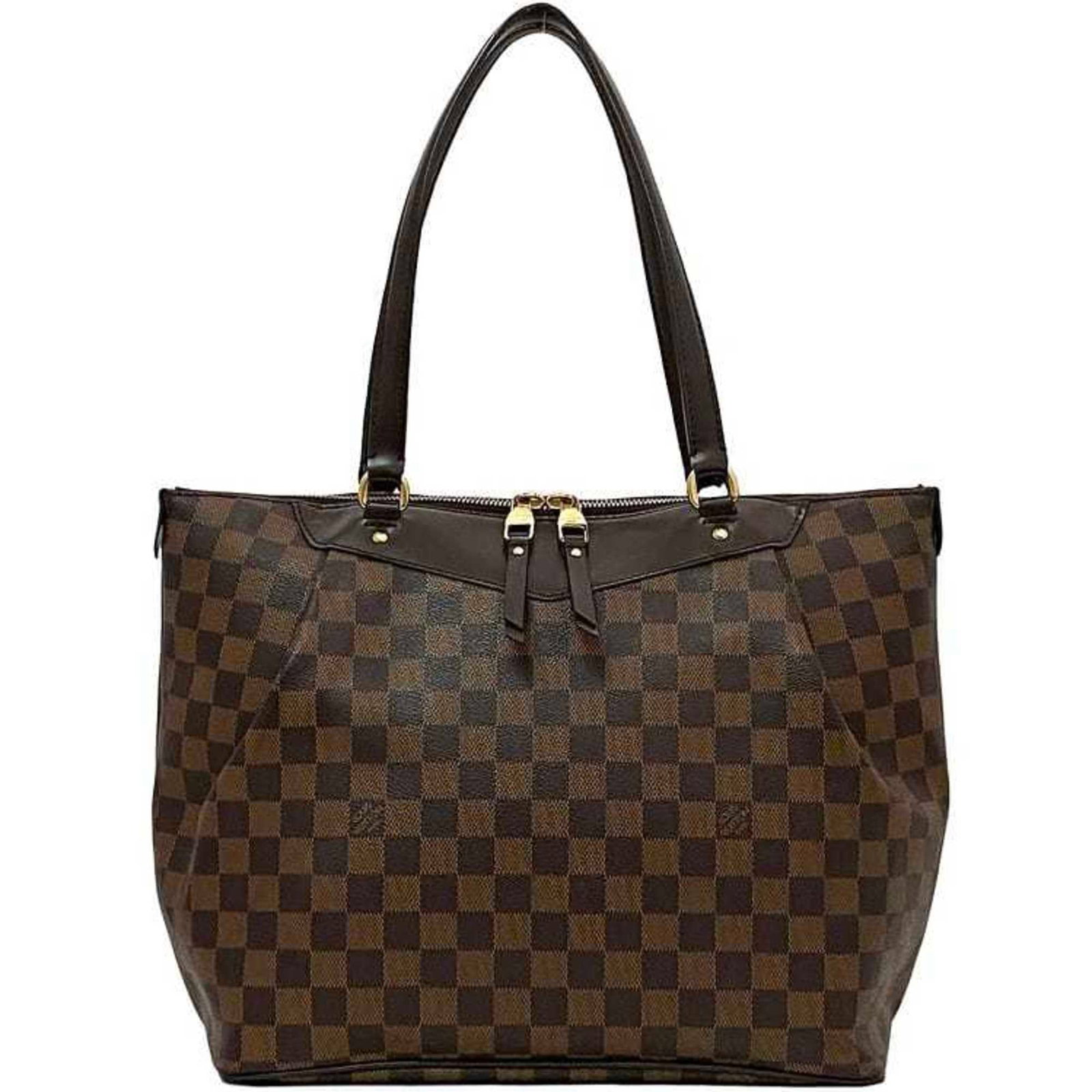 Damier Canvas Louis Vuitton Tote: Damier Canvas Louis Vuitton Tote Damier Canvas Louis Vuitton Tote in Brown is made from Damier Canvas, a classic design element of the brand. The tote bag measures 27.5cm x 16cm x 10.82'' x 6.29''