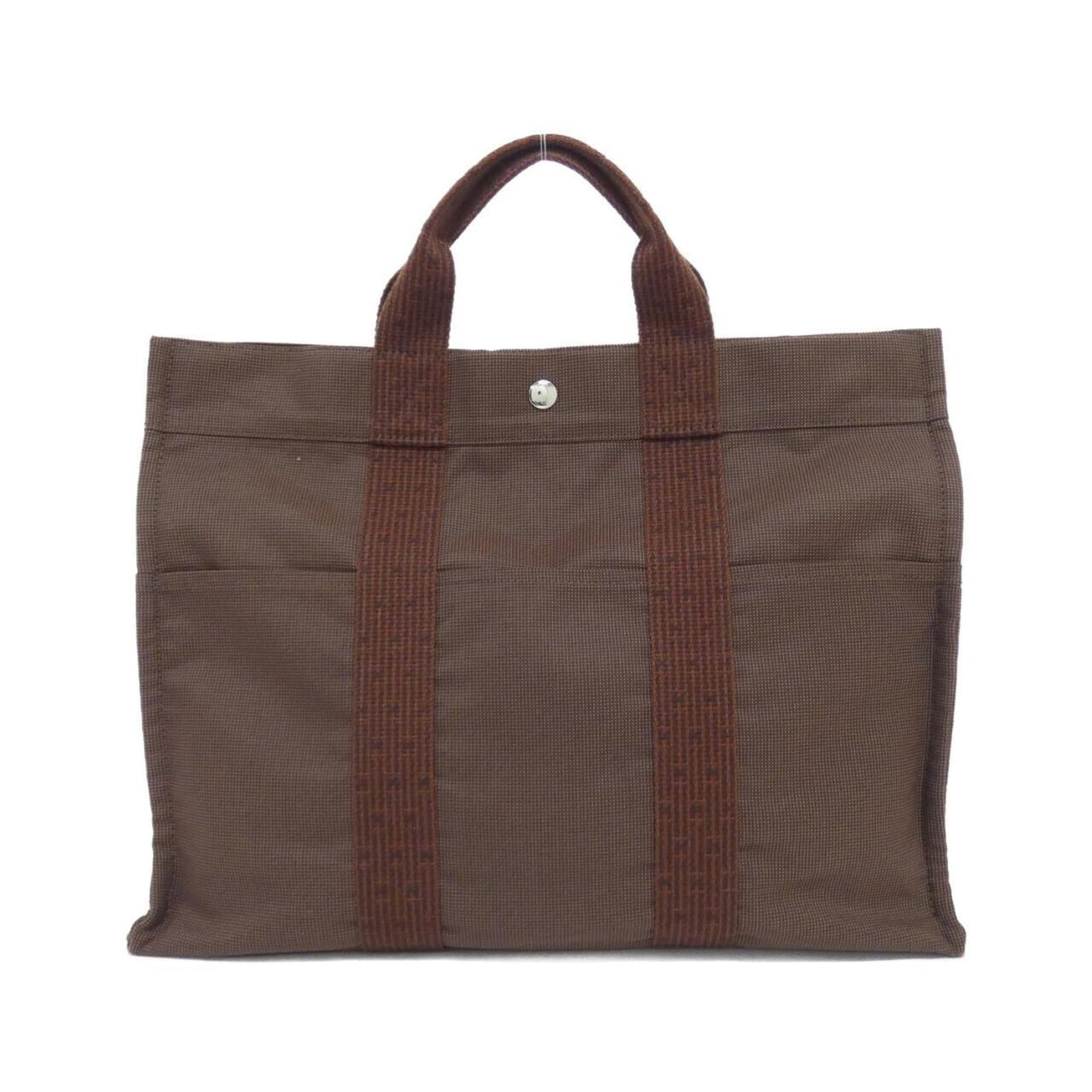 Handbag Canvas: Handbag Canvas Canvas handbag with brown color, measuring 32cm x 42cm x 10cm, bears a signature. Item Specifics: Brand: Hermes Type: Handbag Material: Canvas Color: Brown Gender: Women Size (HxWxD): 3