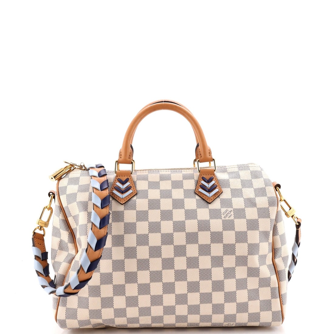 Louis Vuitton Speedy Bandouliere Bag Damier with Braided Detail 30: Louis Vuitton Speedy Bandouliere Bag Damier with Braided Detail 30 The Louis Vuitton Speedy Bandouliere Bag Damier with Braided Detail 30 is a stylish and functional handbag. Its canvas-coated