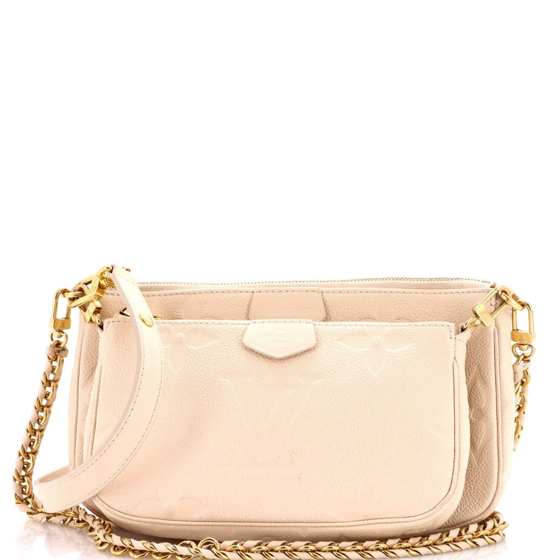 Louis Vuitton Giant Pochette Accessoires Monogram Empreinte: Louis Vuitton Giant Pochette Accessoires Monogram Empreinte The Louis Vuitton Giant Pochette Accessoires Monogram Empreinte is a unique and stylish cross body bag, featuring a neutral exterior with a
