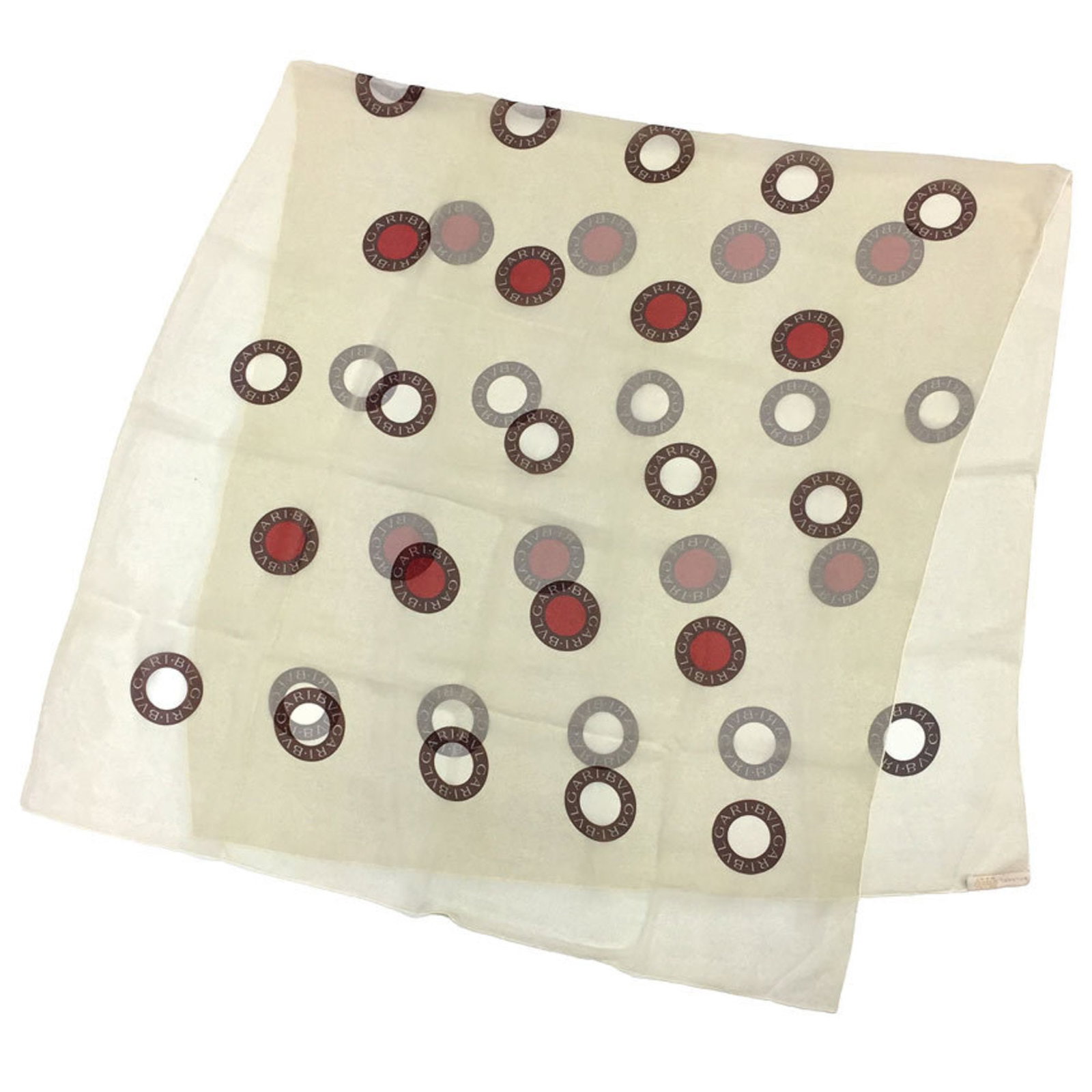 Bvlgari Scarf: Bvlgari Scarf Bvlgari's iconic scarf is a statement piece of elegance, boasting a timeless beige color and a striking red accent. Measuring 1.74m x 87cm, this luxurious scarf is a versatile accessory 