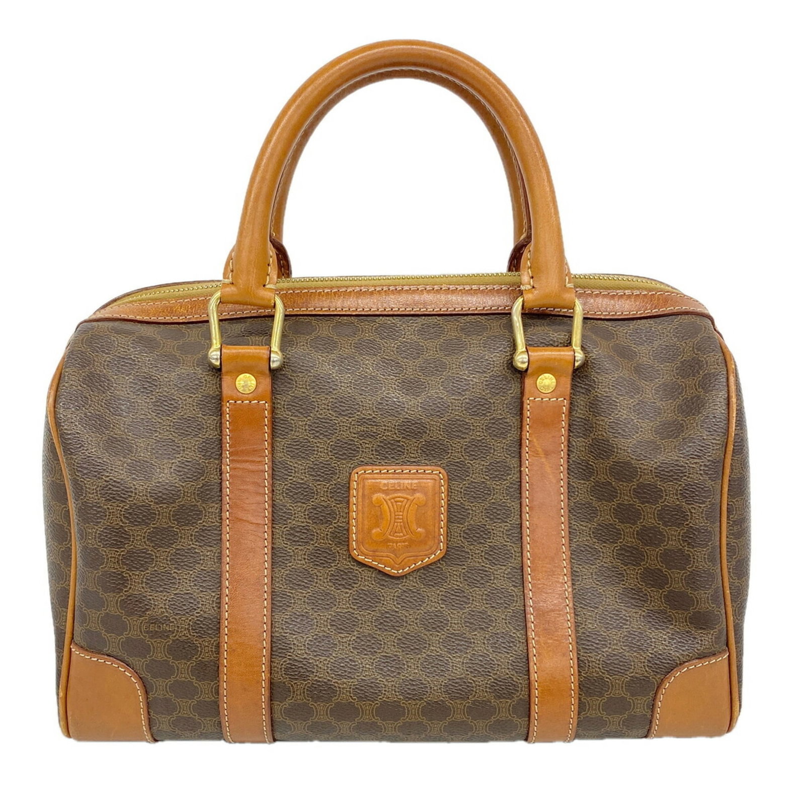 Celine Handbag Pvc: Celine Handbag Pvc Brown PVC Celine Handbag with Gold Hardware, Measuring 18cm x 30cm x 17cm. This Celine handbag features a unique PVC material and gold hardware, offering a distinctive design. The b