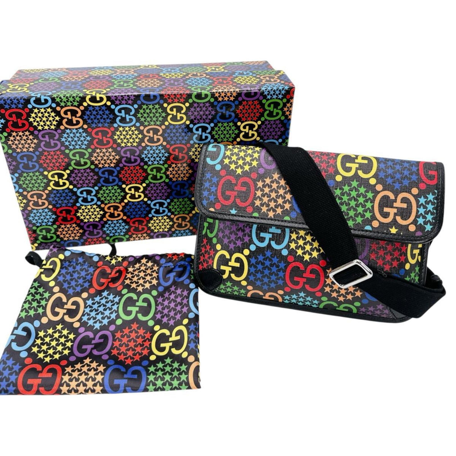 Pack Fanny Leather Gucci: Pack Fanny Leather Gucci Black and multi-color leather Gucci fanny pack with a sleek 17cm x 24cm x 6cm design, perfect for adding a touch of luxury to any outfit. Made from high-quality leather, this