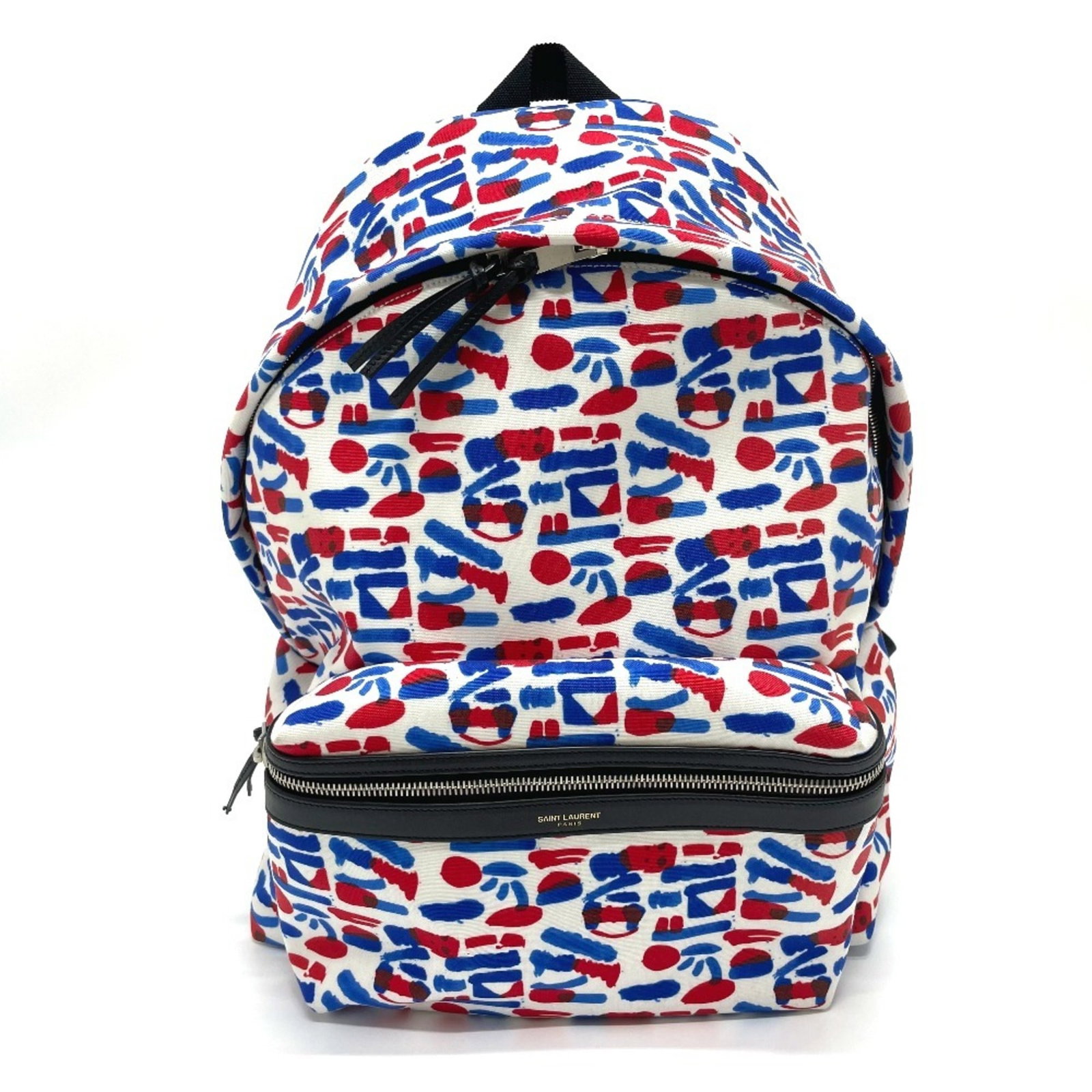 Laurent Leather Backpack Canvas: Laurent Leather Backpack Canvas Blue, Red, or White: The Laurent Leather Backpack Canvas offers a versatile and stylish option for everyday use, featuring a durable leather and canvas combination.